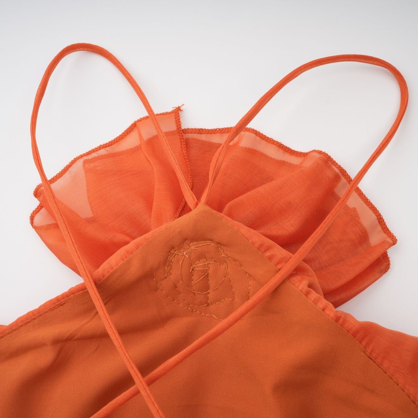 Carrie orange halterneck flounced maxi dress