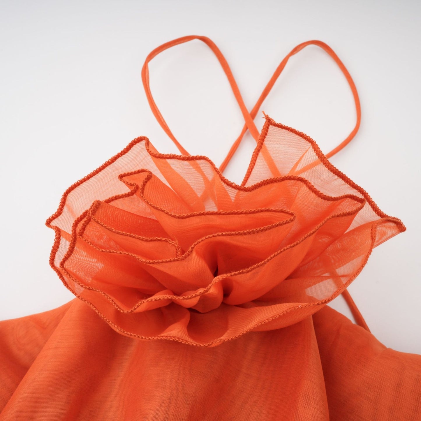 Carrie orange halterneck flounced maxi dress