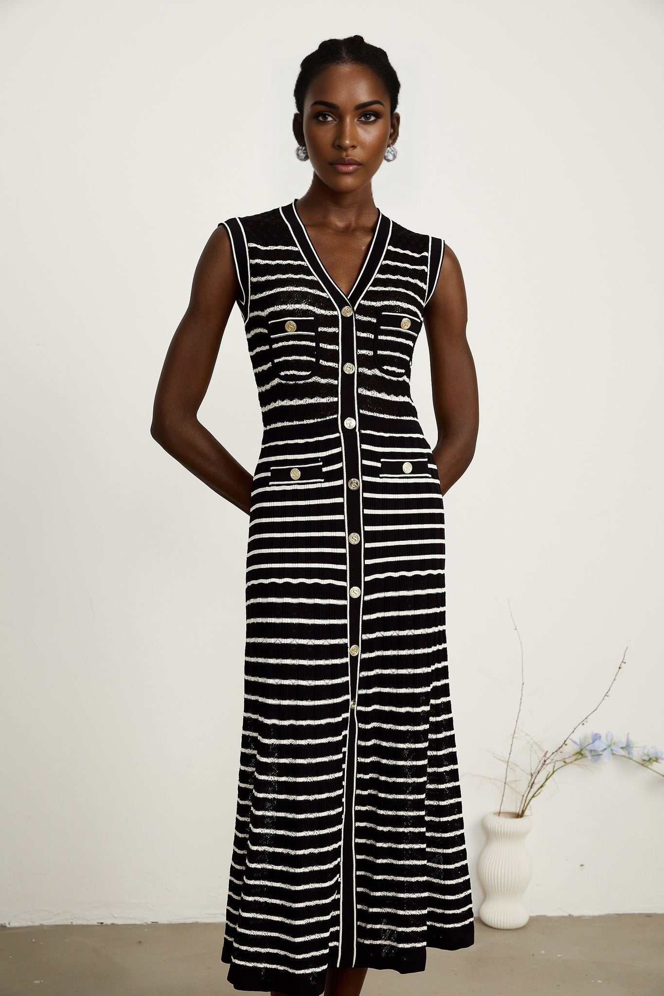 Charlotte striped knitted cardigan dress matching set