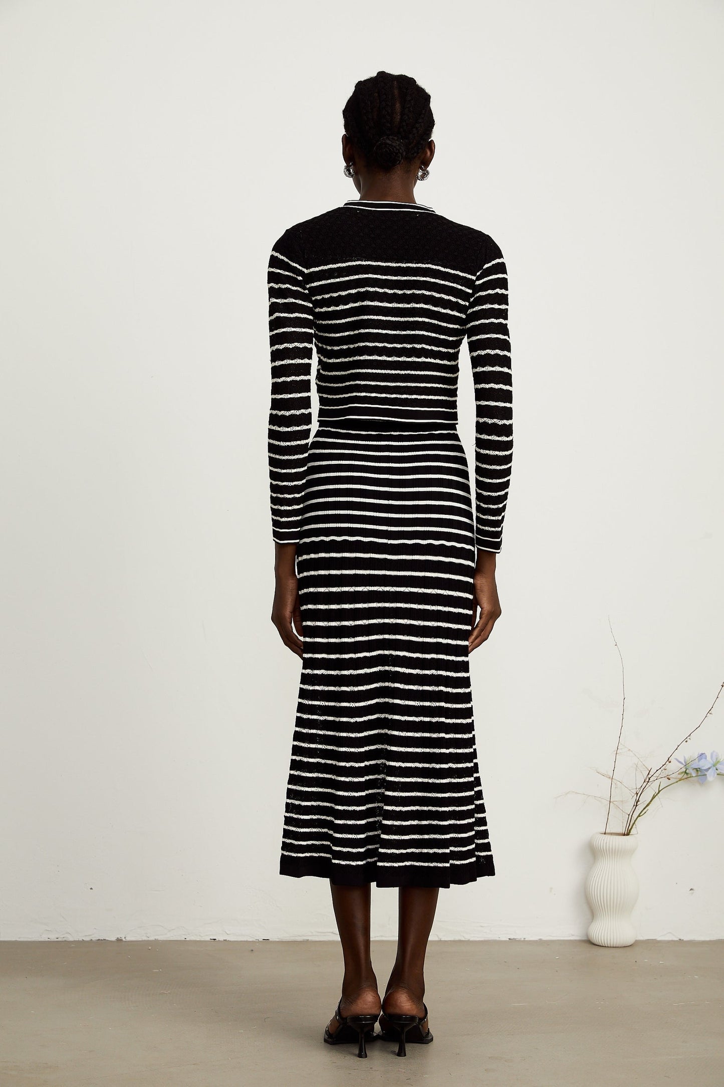 Charlotte striped knitted cardigan dress matching set