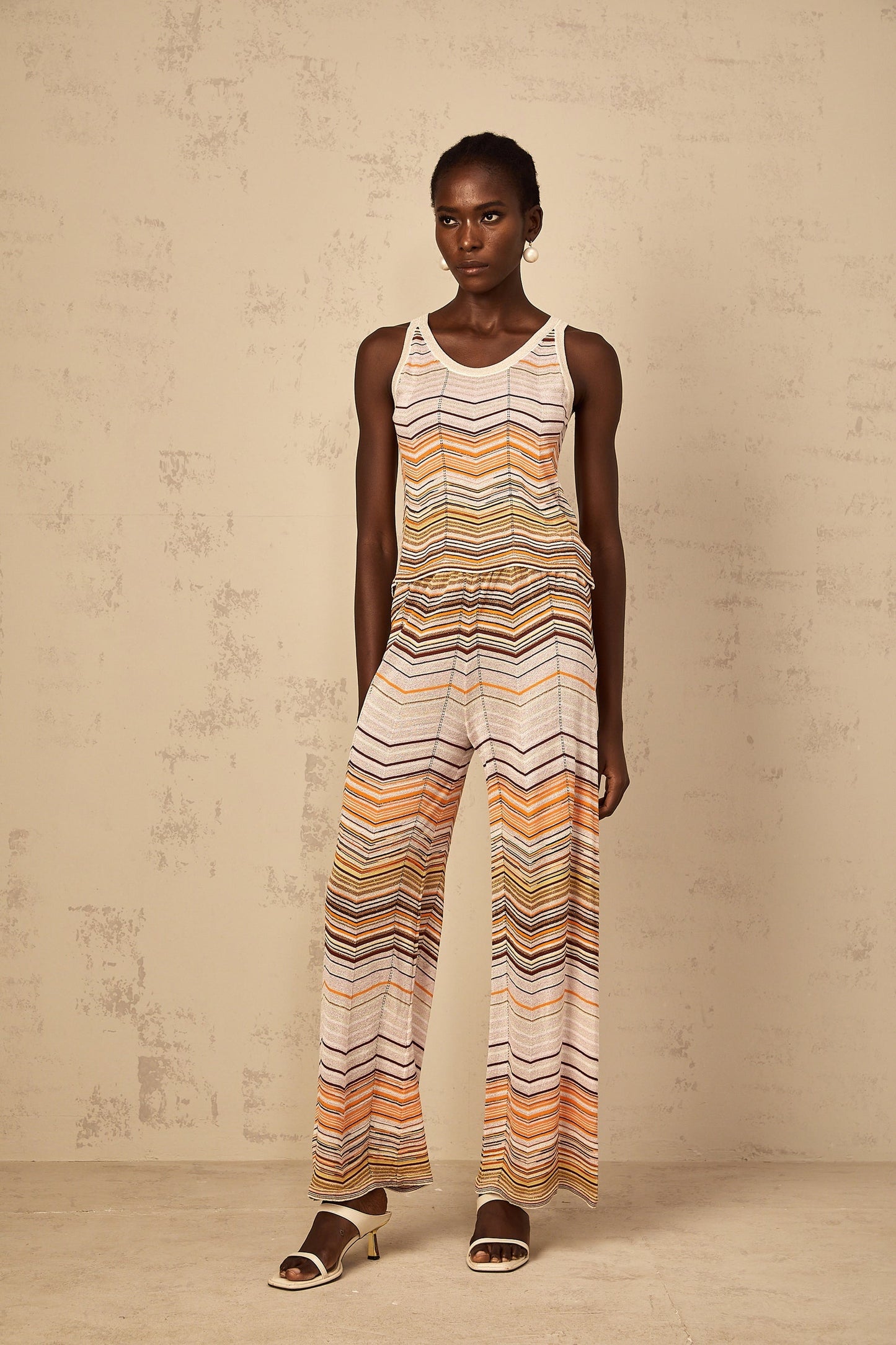 Chloé Neutral Striped Knit Matching Set