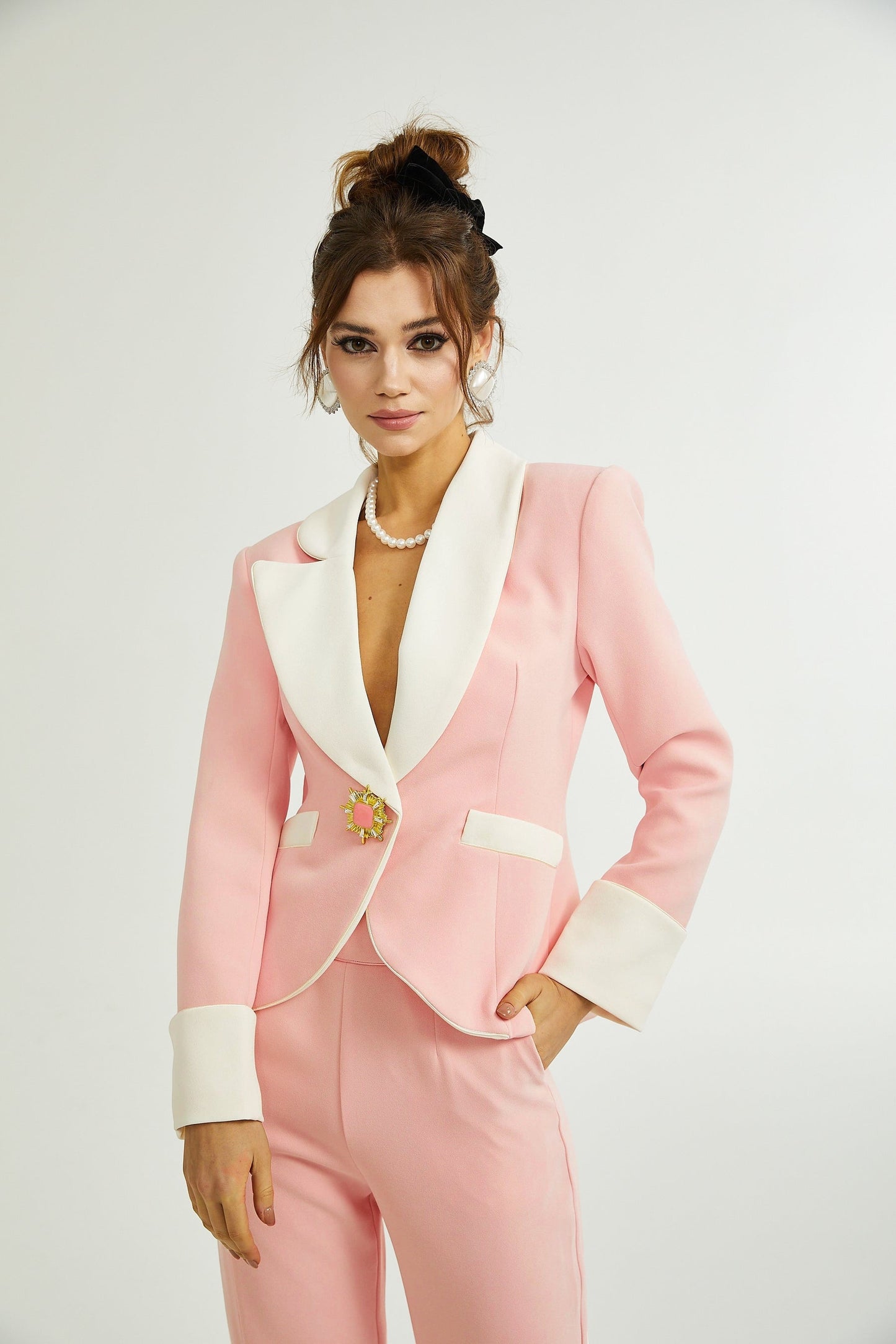 Claretta colourblock blazer pants matching set