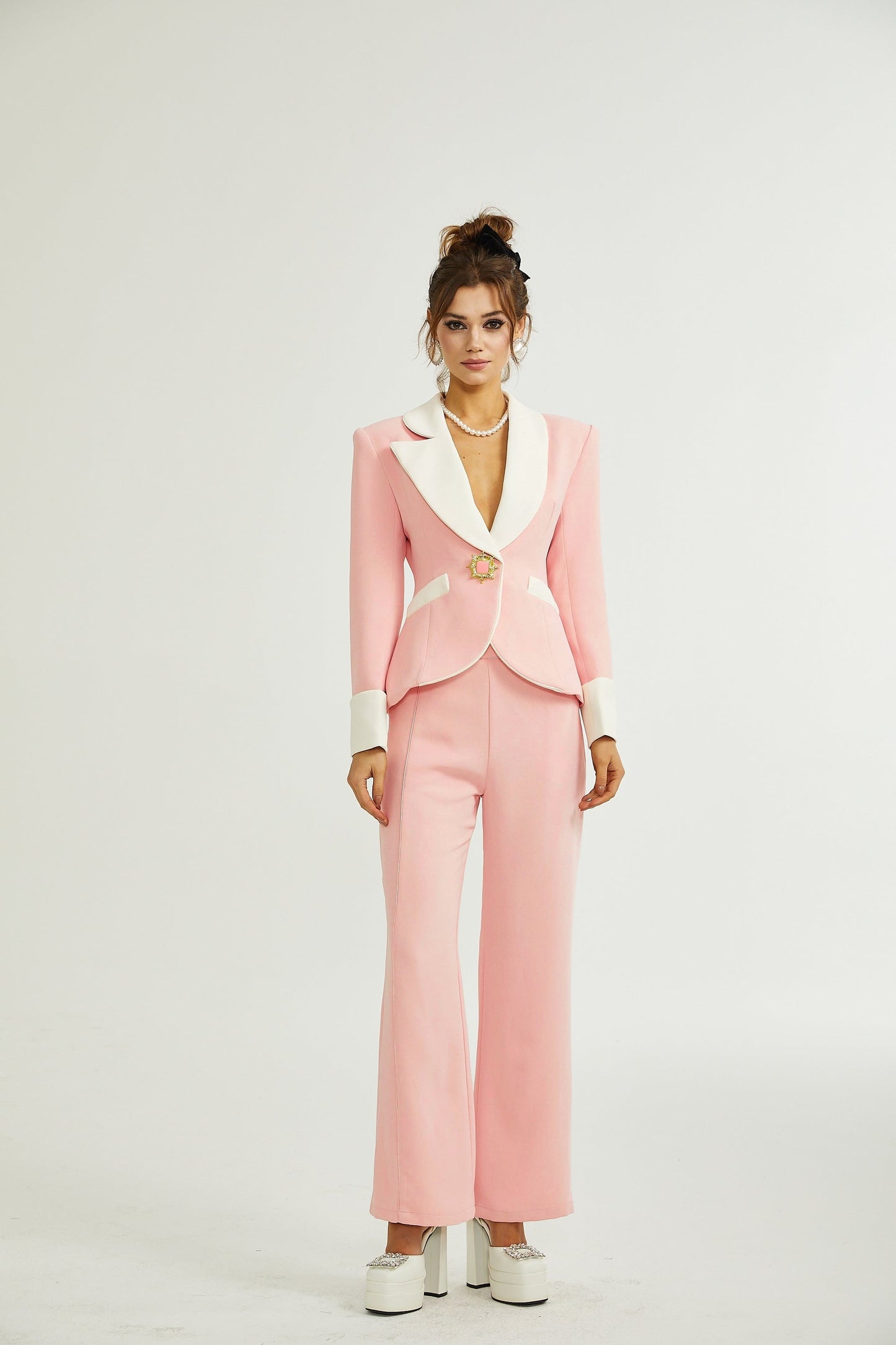 Claretta colourblock blazer pants matching set