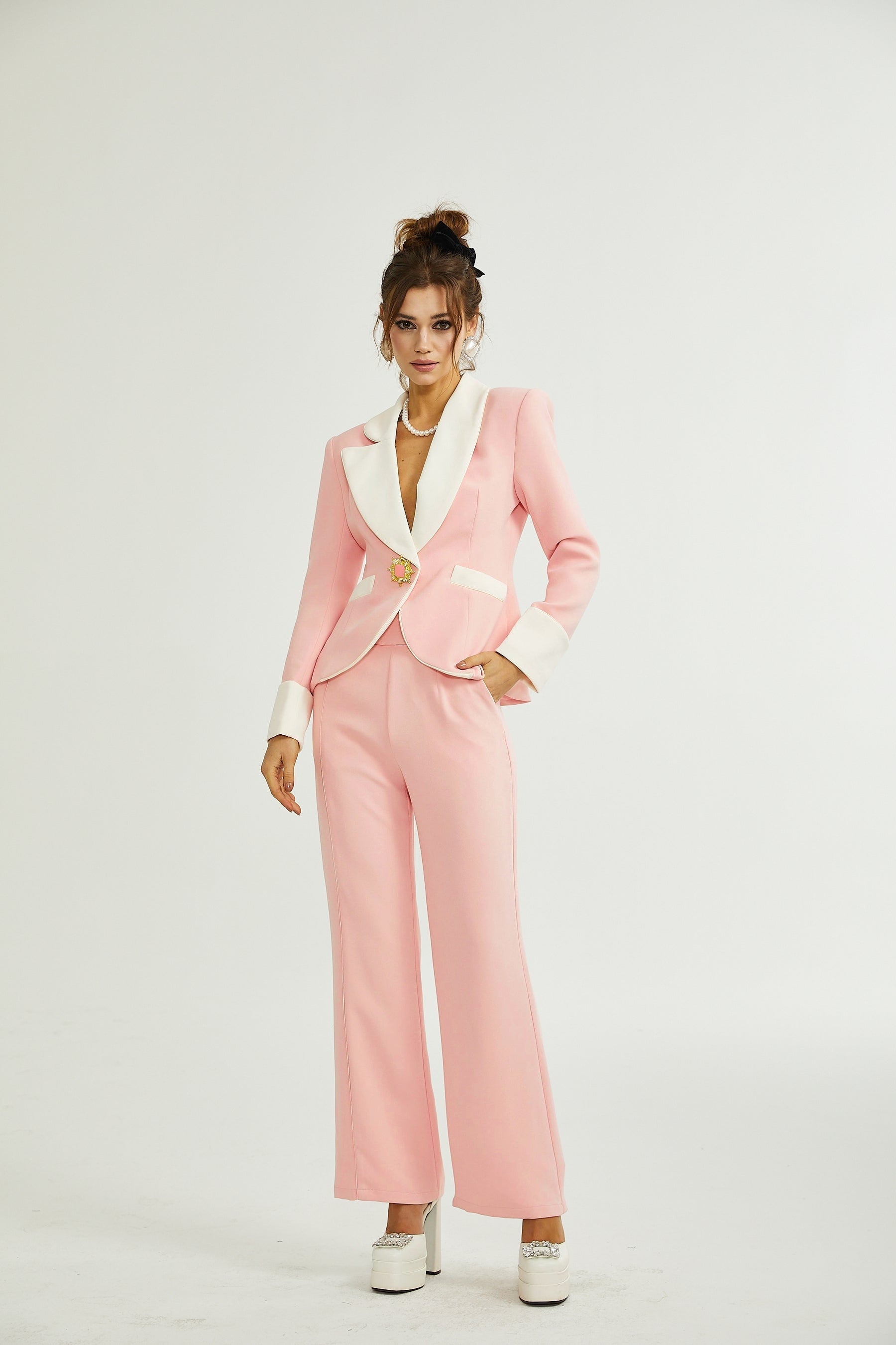 Claretta colourblock blazer  pants matching set