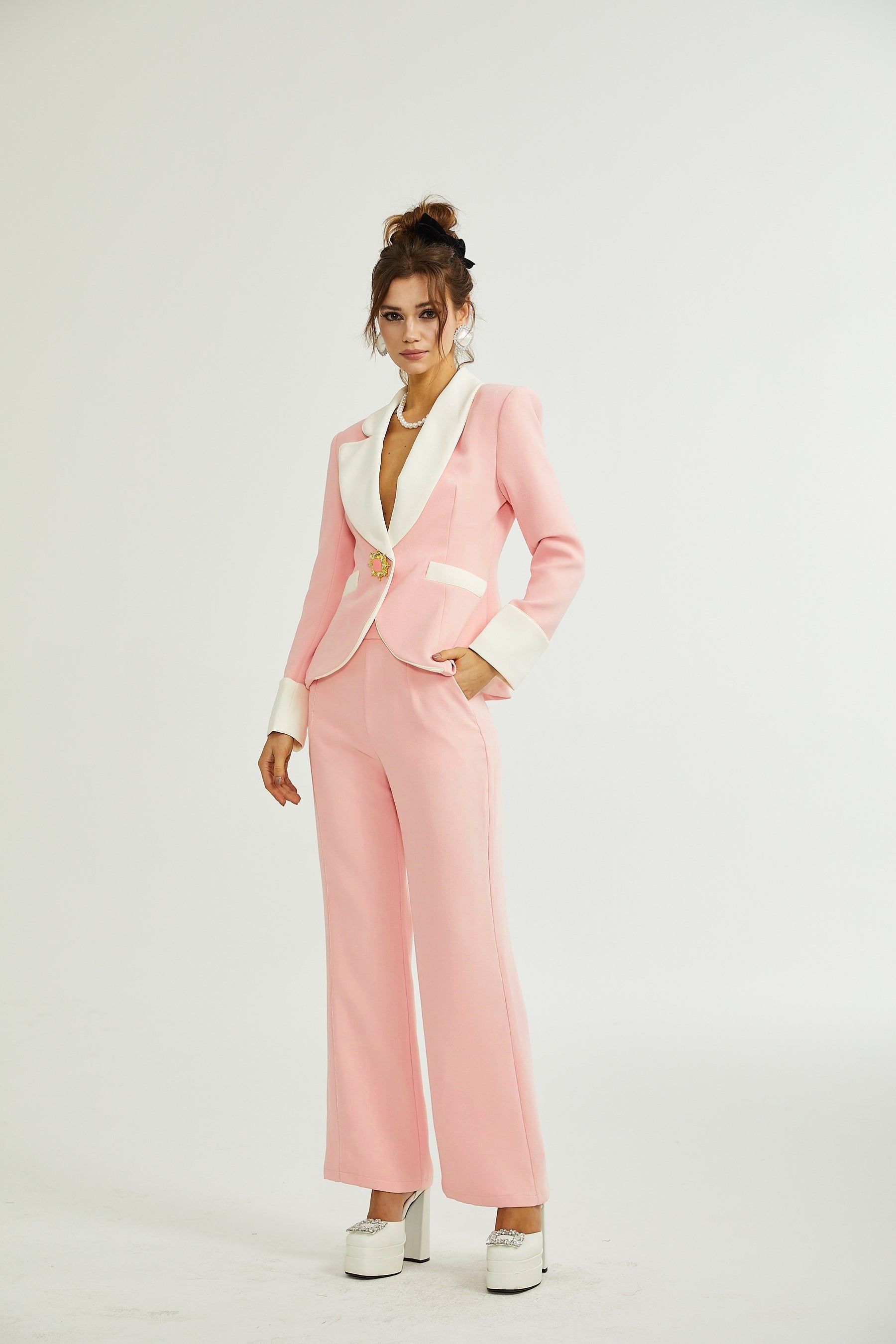 Claretta colourblock blazer  pants matching set