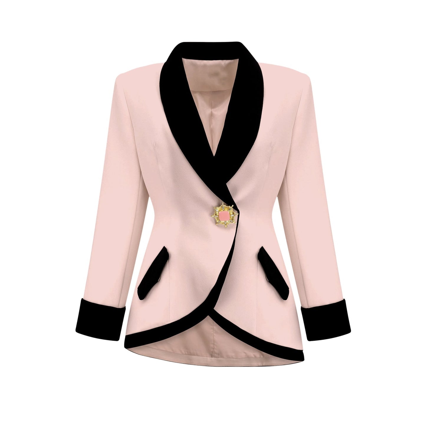 Clarissa Jacket & Skirt Pink Contrast Colors Set - Pink