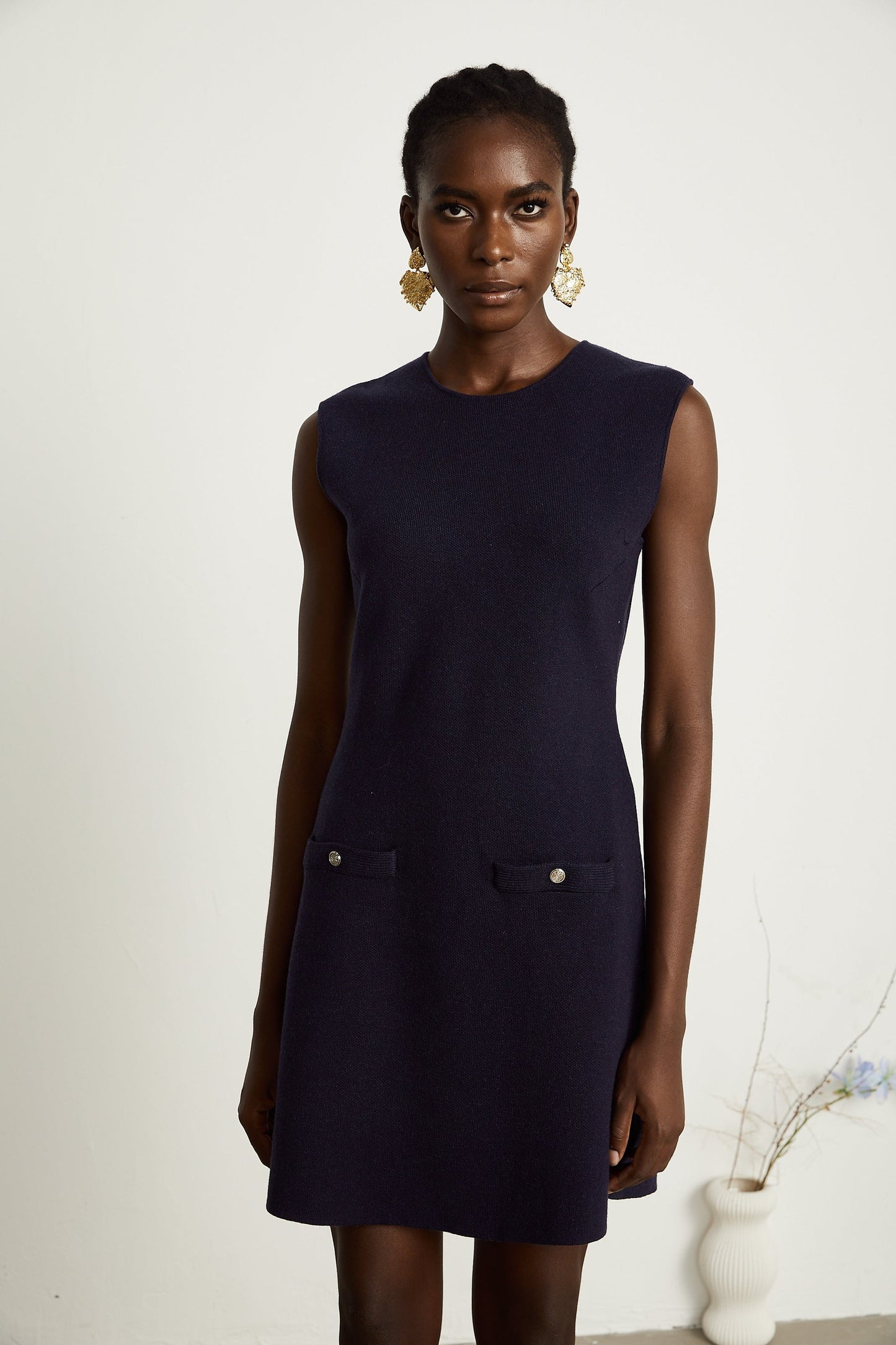 Clarisse darkblue knitted top dress matching set
