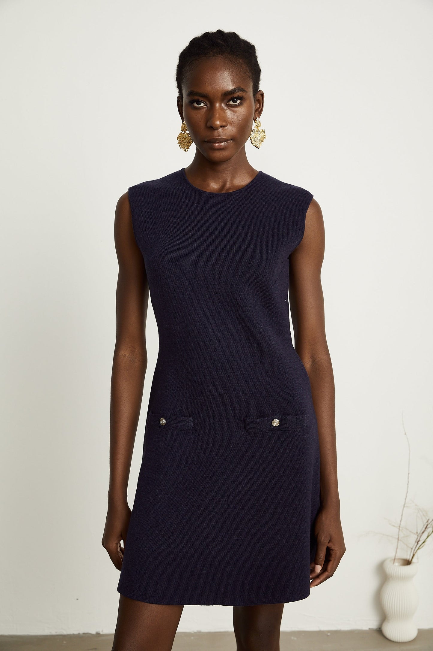 Clarisse darkblue knitted top dress matching set