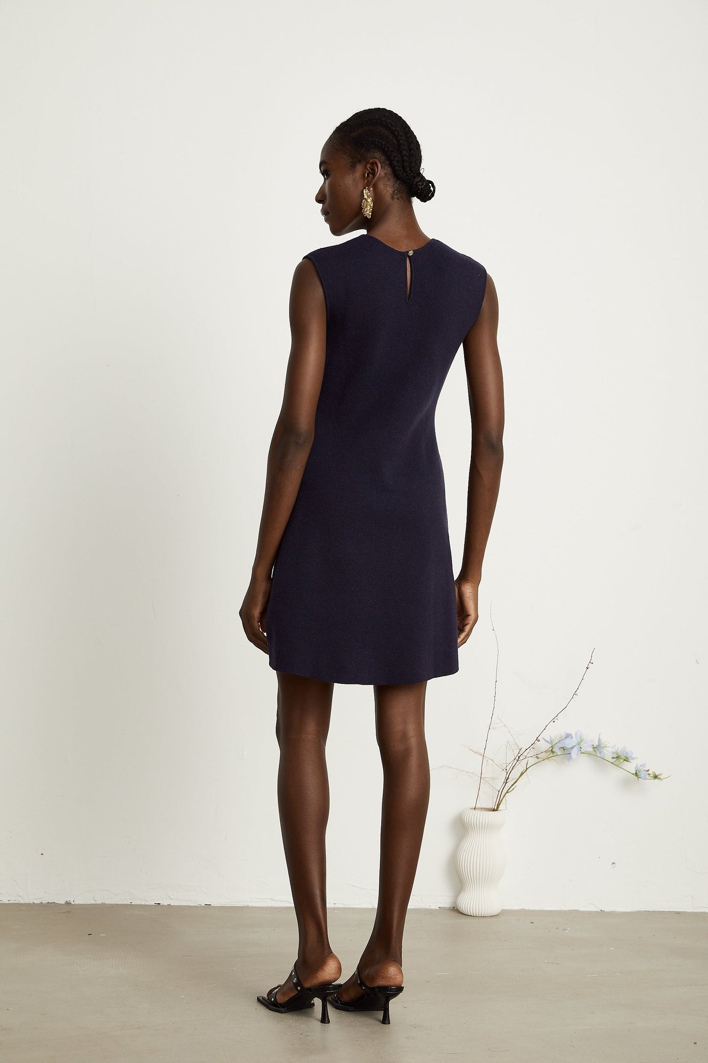 Clarisse darkblue knitted top dress matching set
