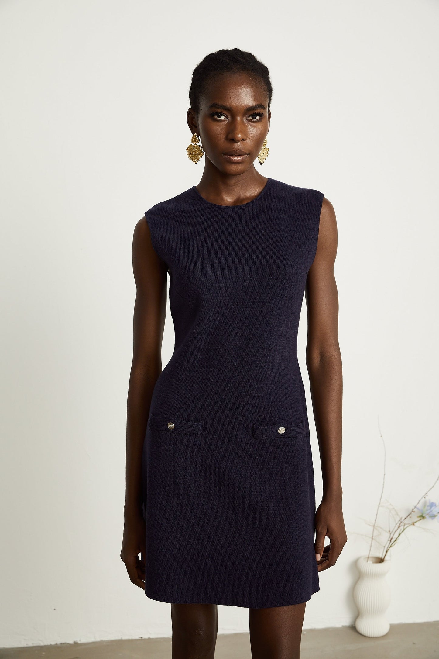 Clarisse darkblue knitted top dress matching set