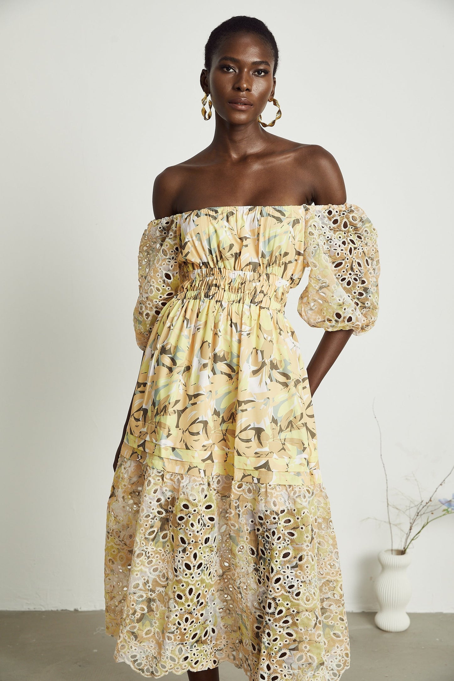 Clémence floralprint cutout midi dress