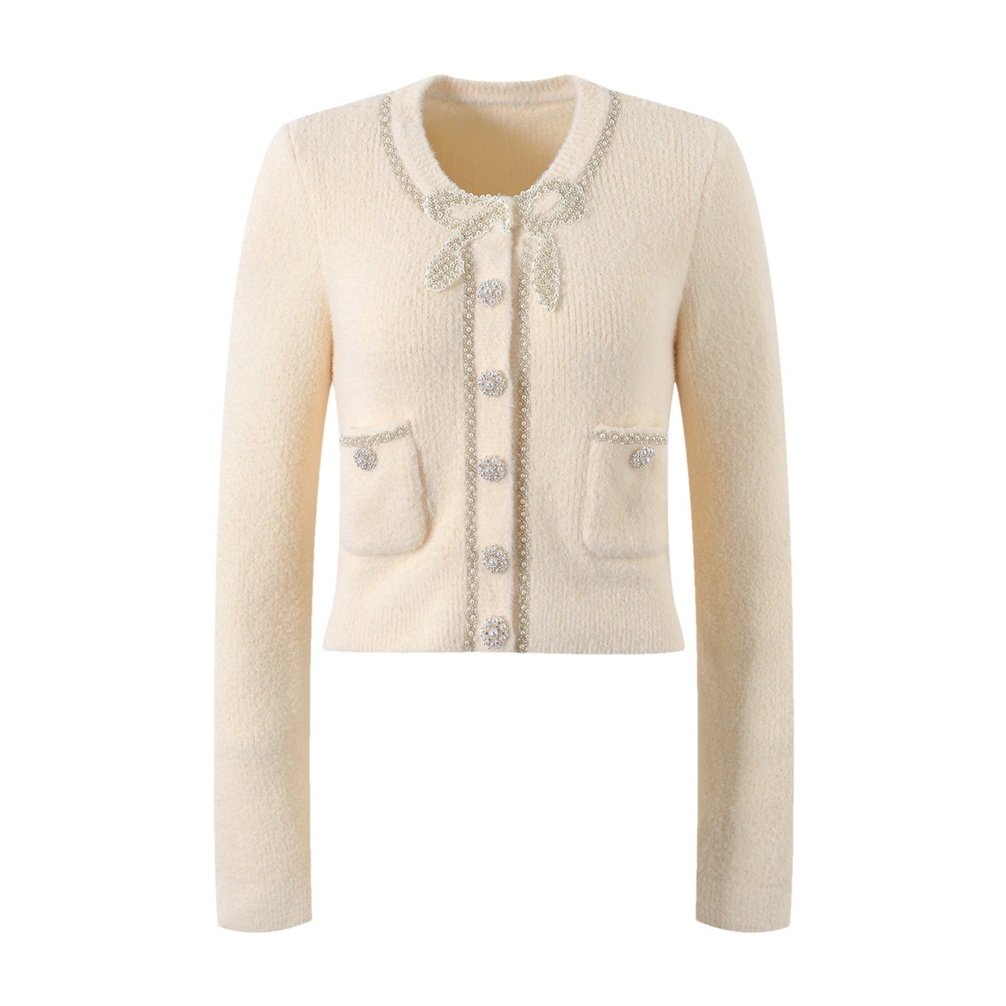 Clementina Jacket & Skirt Neutrals Faux Pearl Set - Neutrals