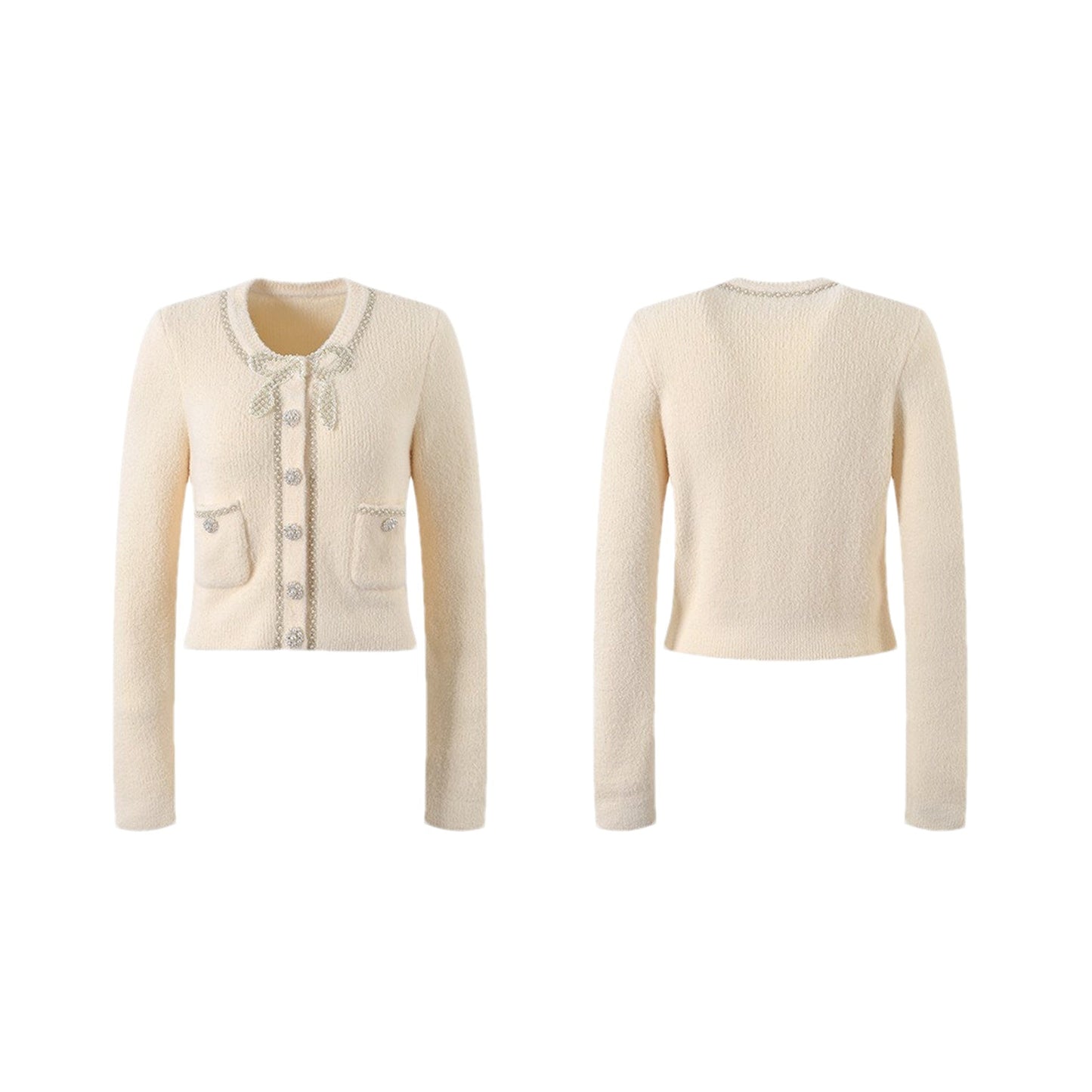 Clementina Jacket & Skirt Neutrals Faux Pearl Set - Neutrals