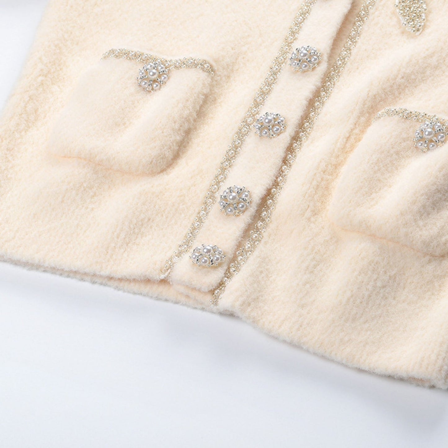 Clementina Jacket & Skirt Neutrals Faux Pearl Set - Neutrals