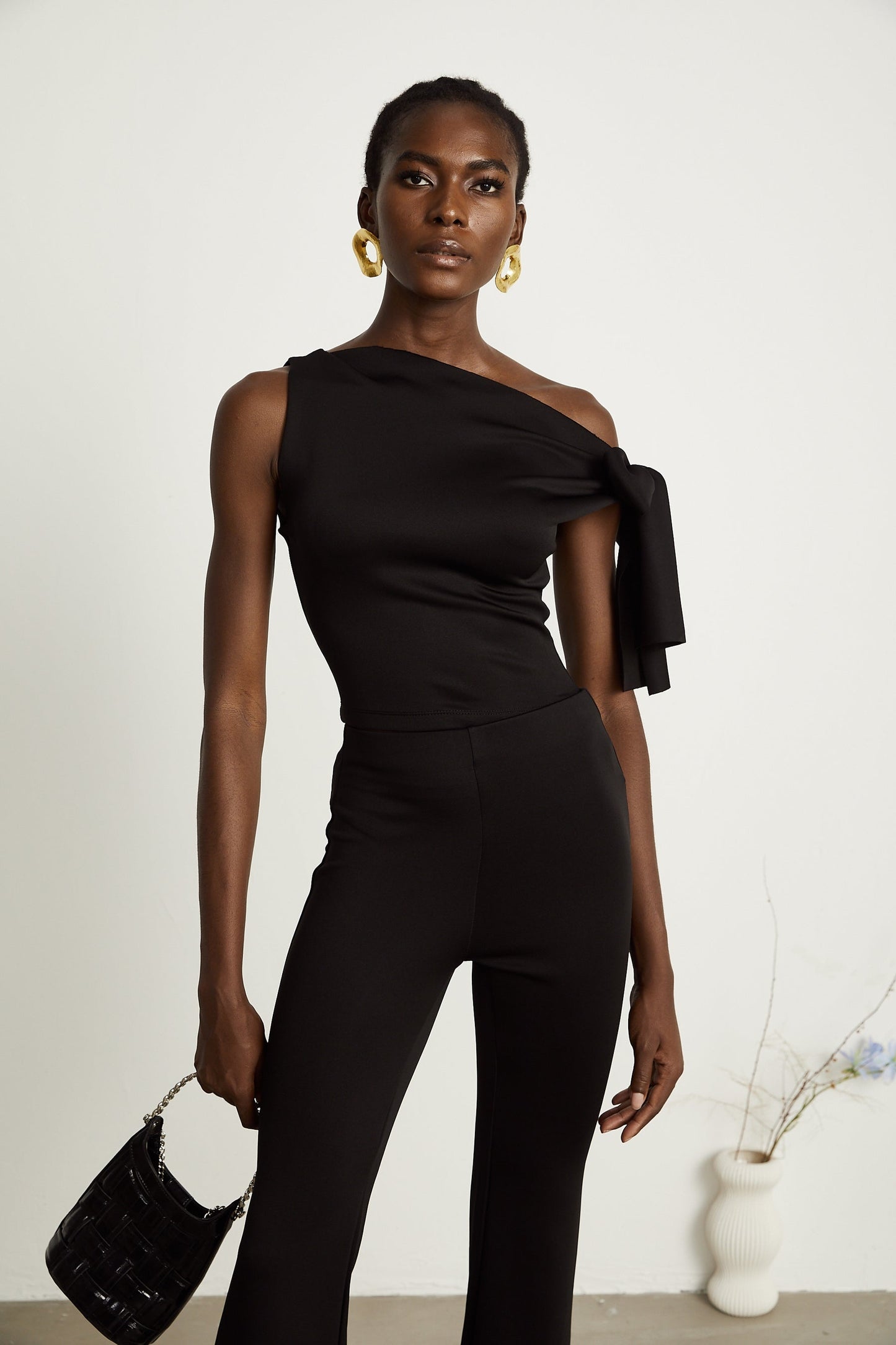 Clotilde black knitted top trousers matching set
