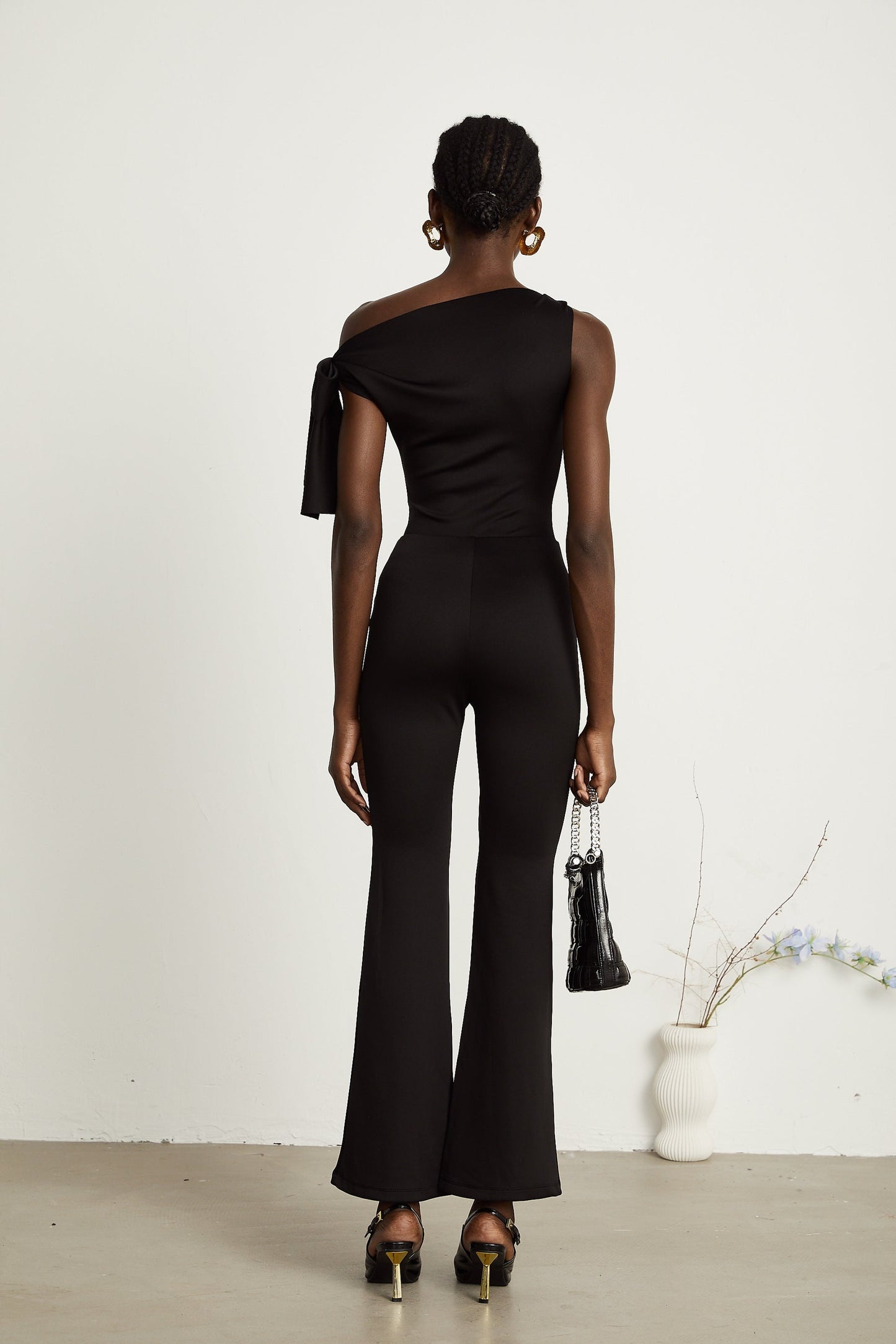 Clotilde black knitted top trousers matching set