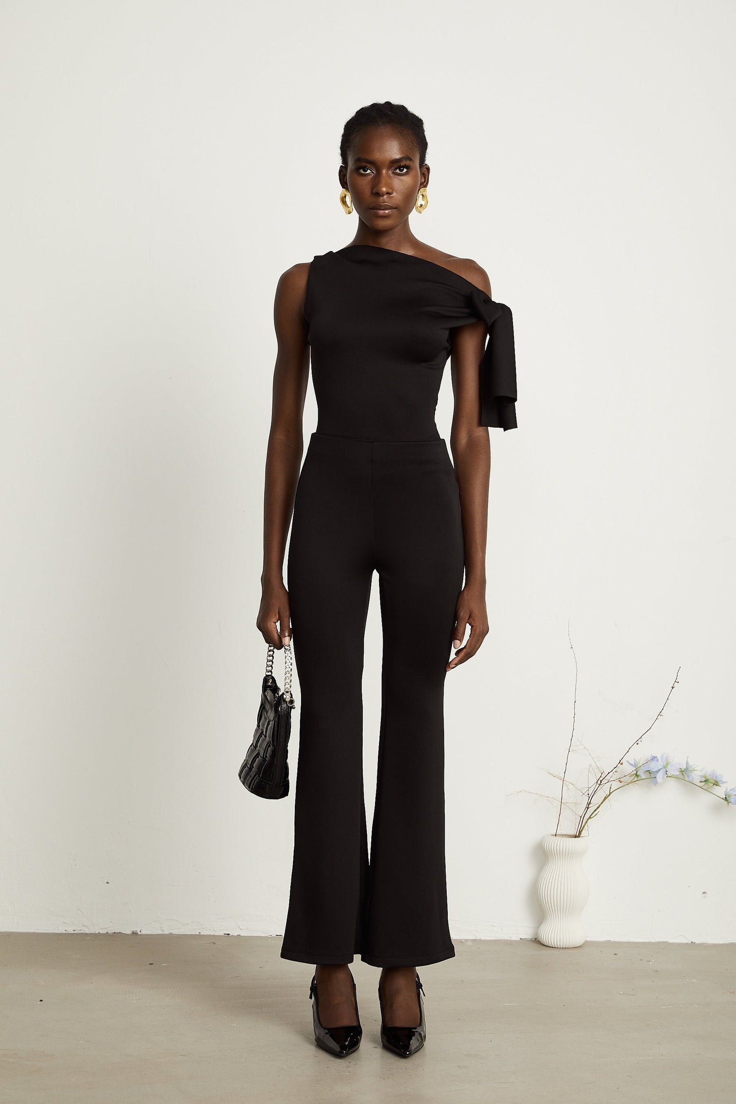 Clotilde black knitted top trousers matching set