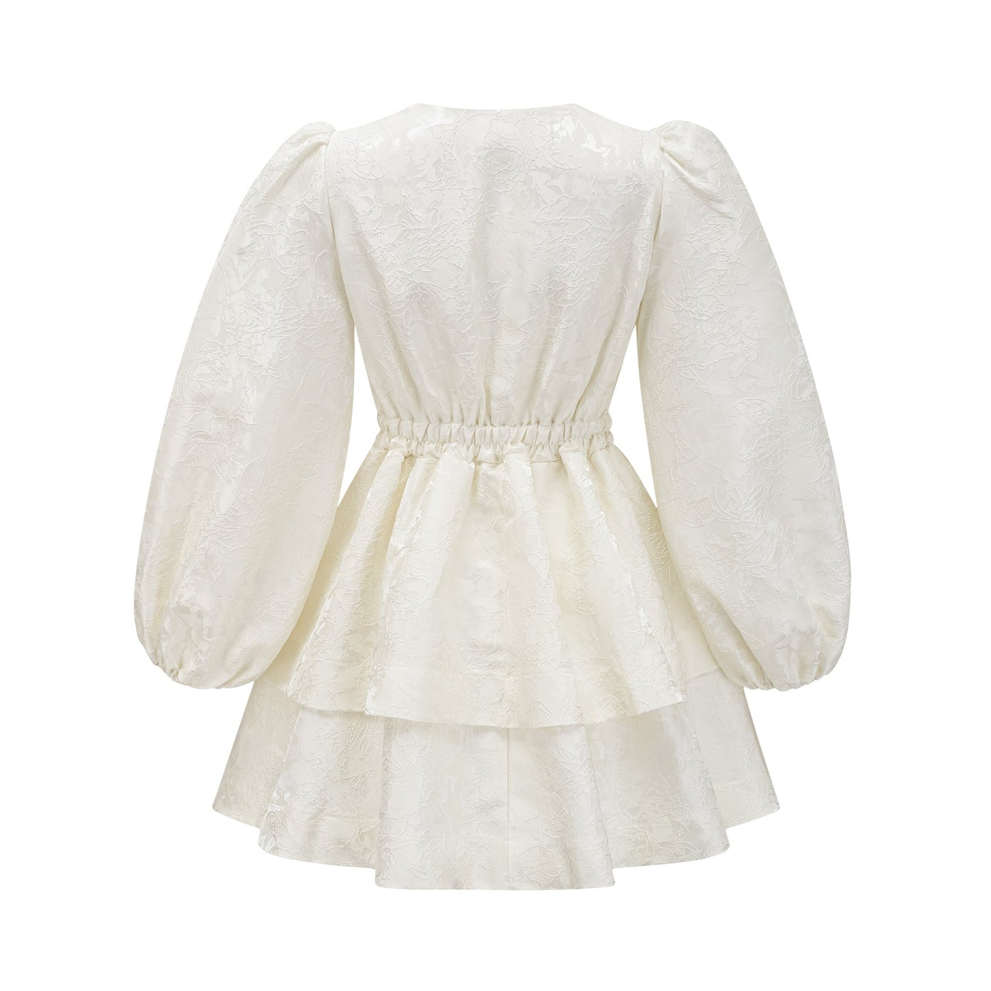 Colette white jacquard tiered mini dress