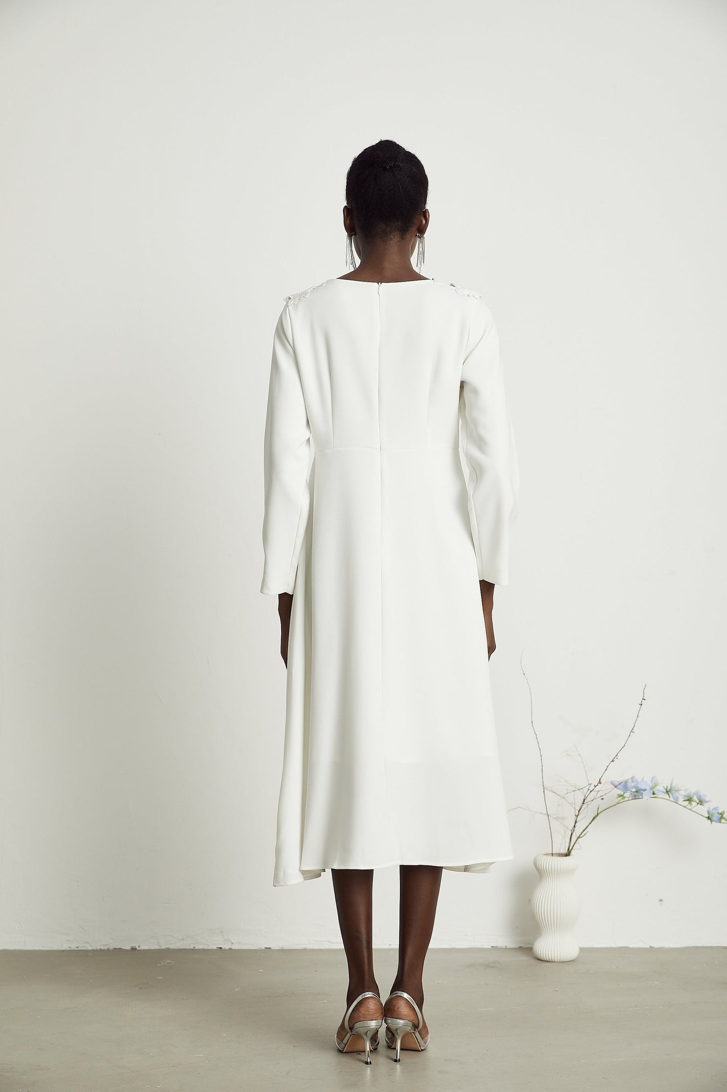 Coline floral embroidered cutout midi dress