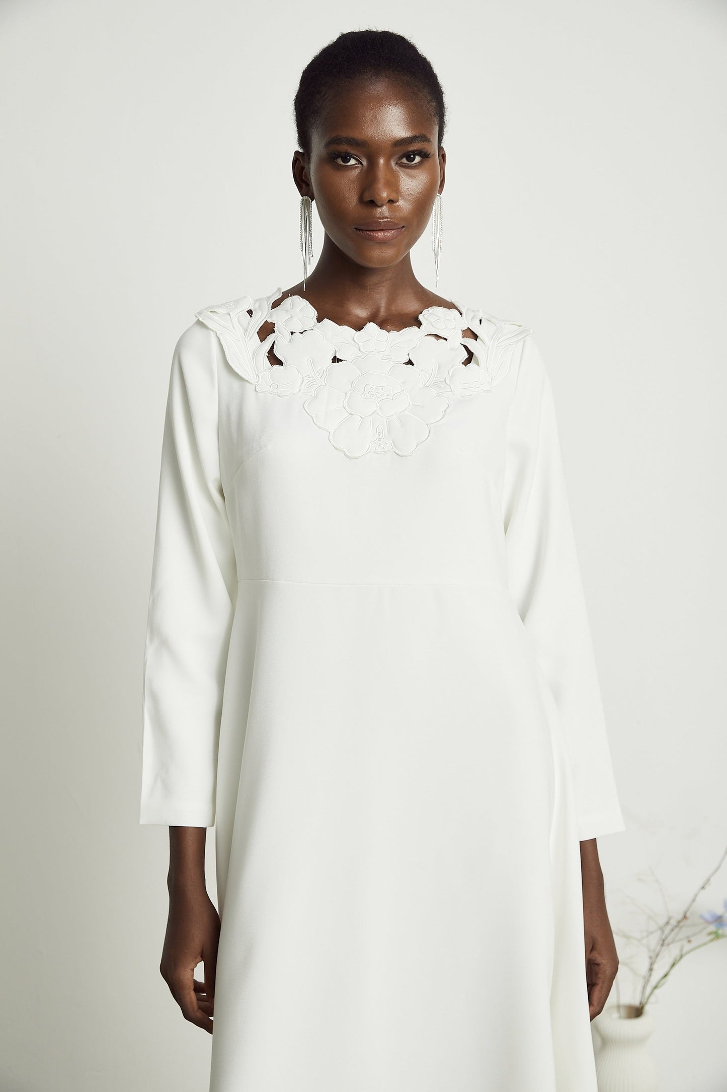 Coline floral embroidered cutout midi dress