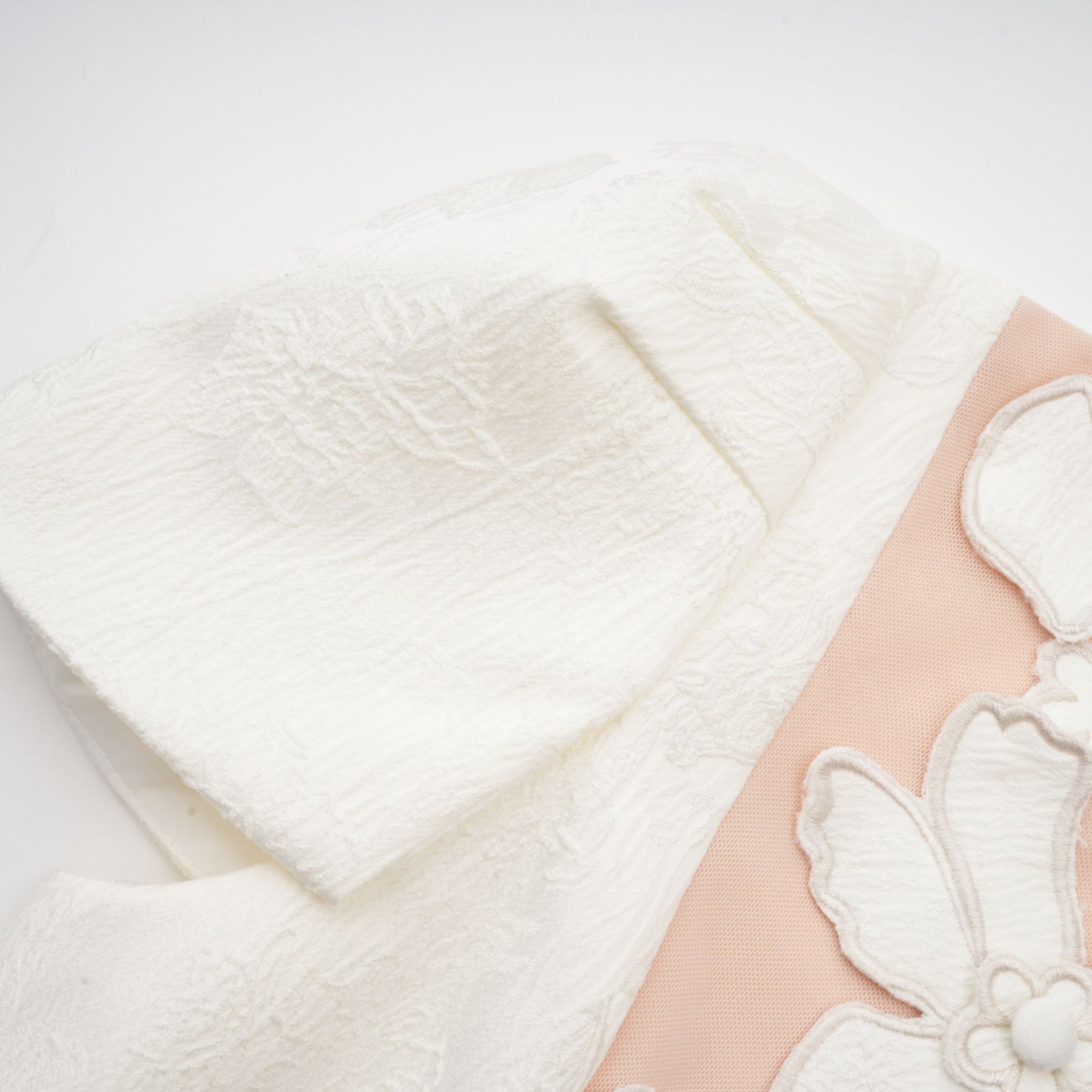 Coralie white petaldetail buttoned mini dress