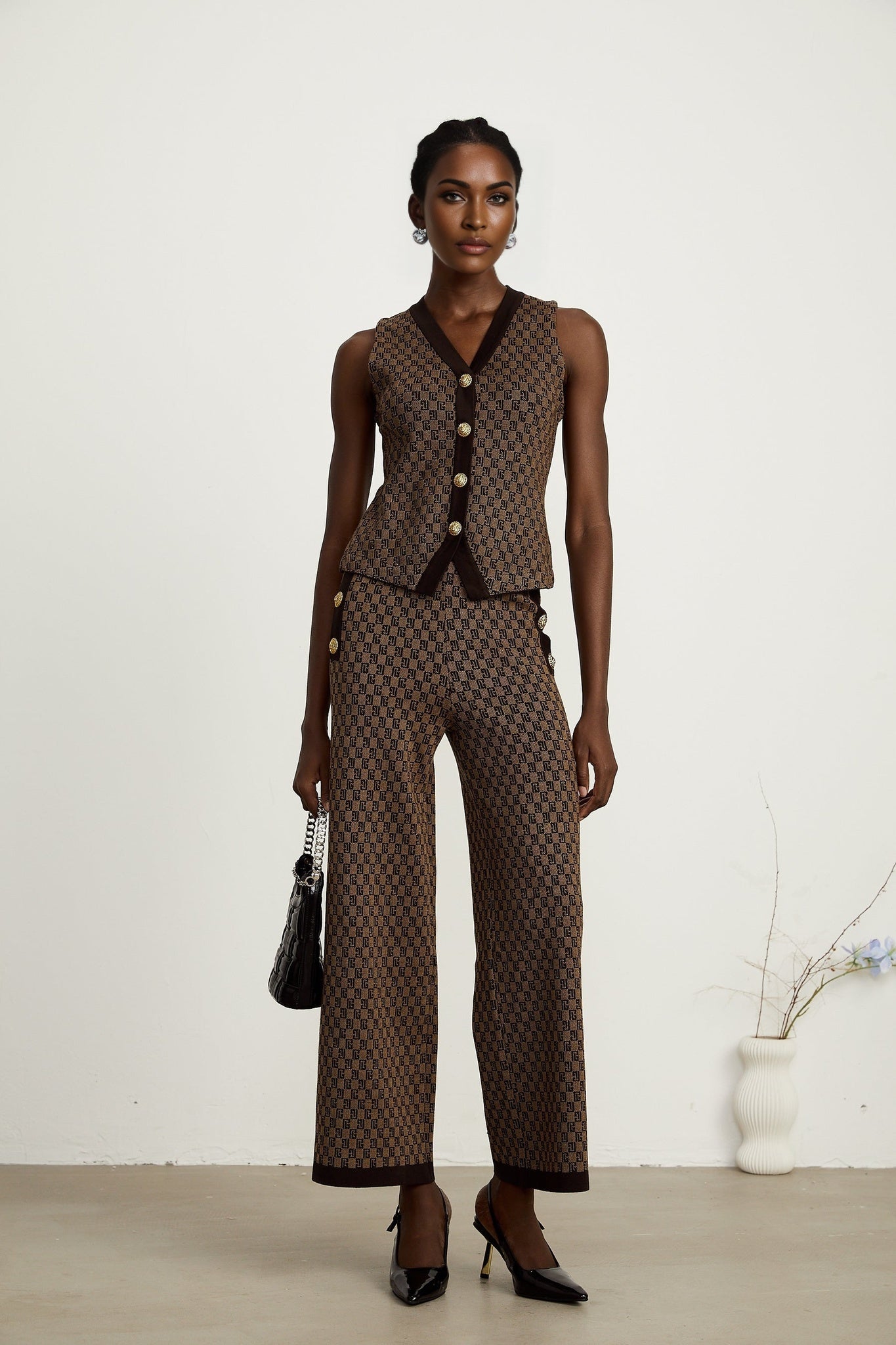 Cyrielle monogramjacquard top trousers matching set