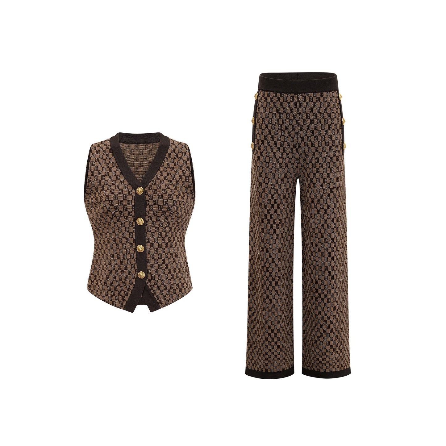 Cyrielle monogramjacquard top trousers matching set