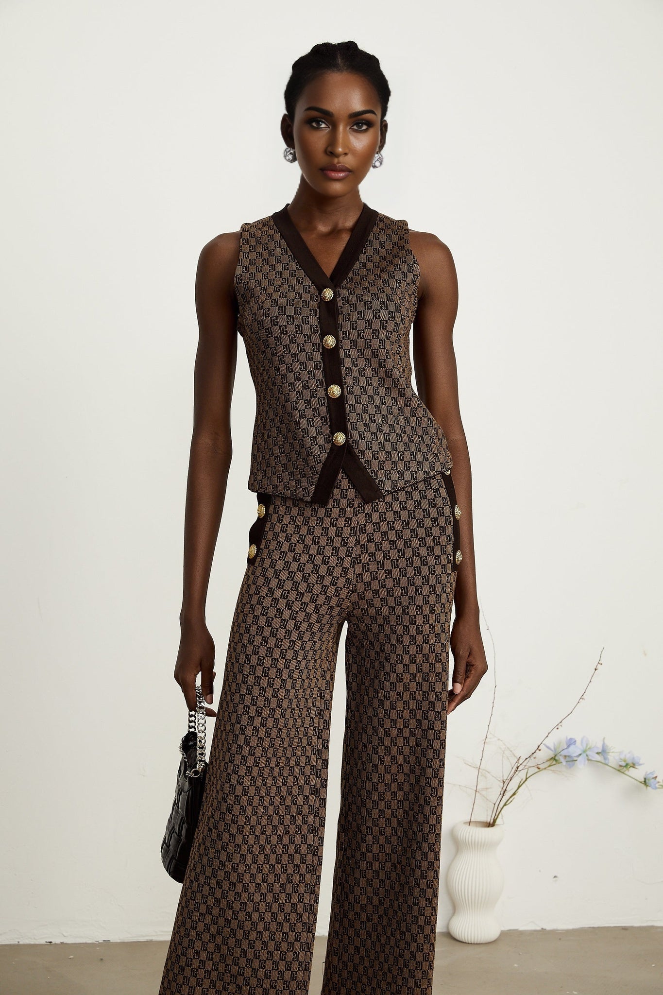 Cyrielle monogramjacquard top trousers matching set