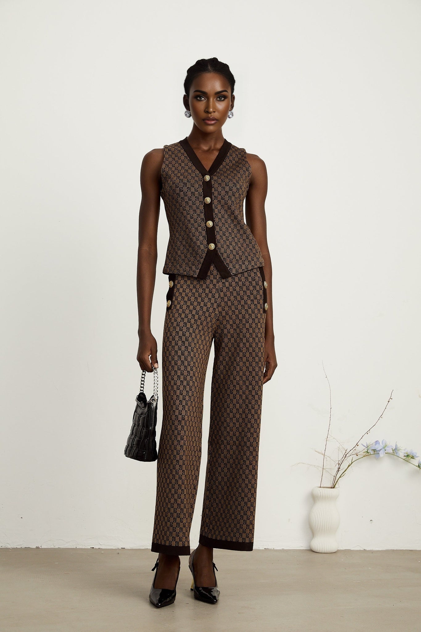 Cyrielle monogramjacquard top trousers matching set