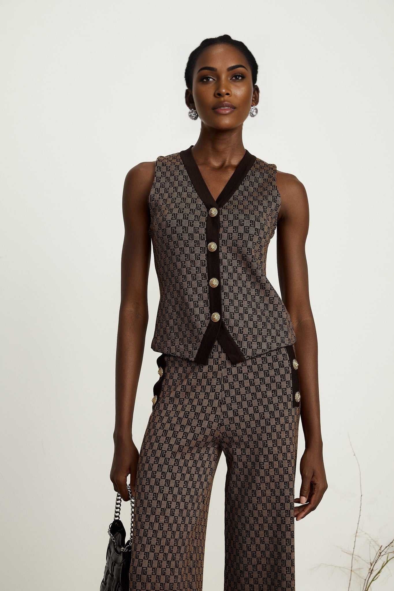 Cyrielle monogramjacquard top trousers matching set