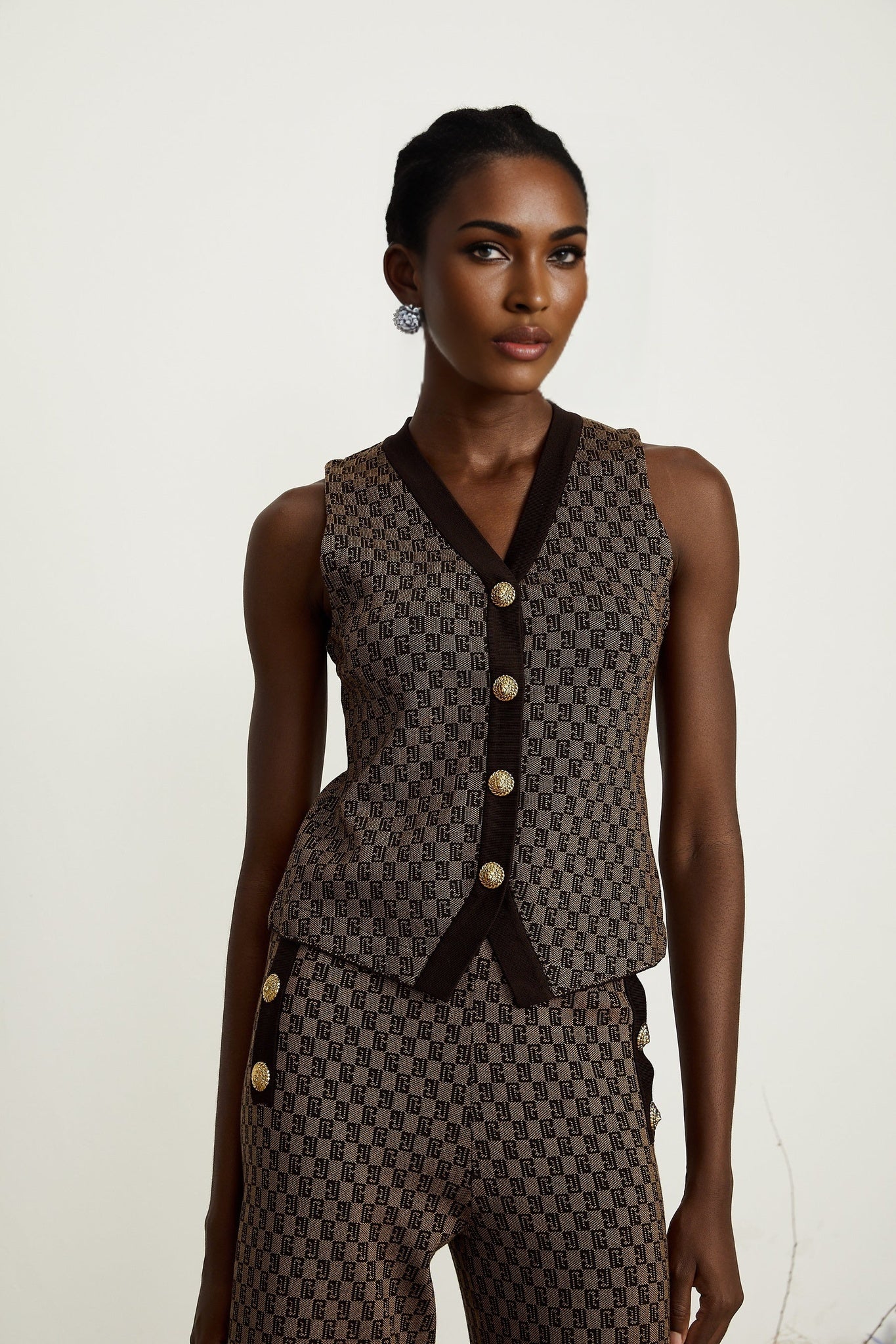 Cyrielle monogramjacquard top trousers matching set