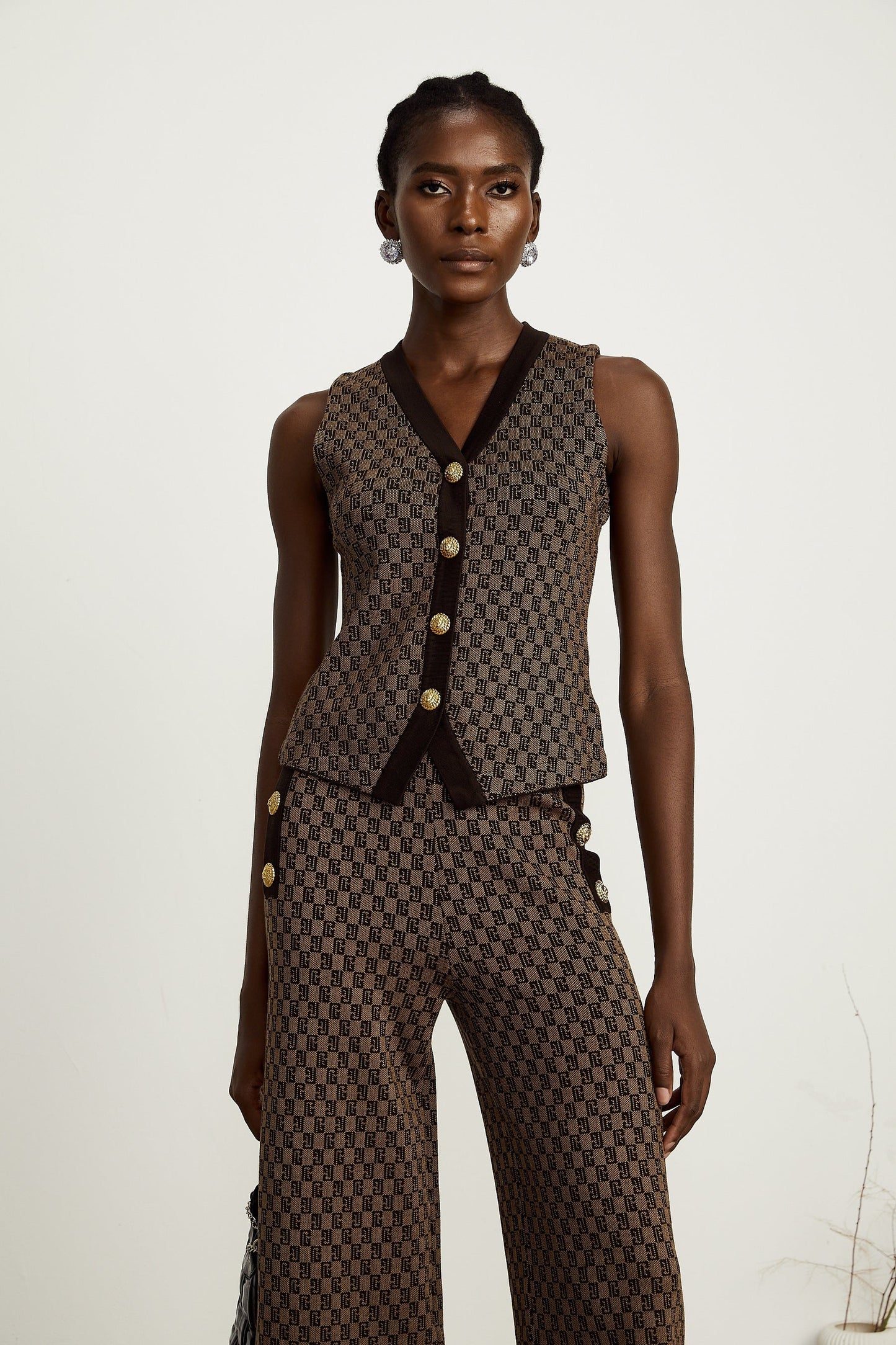 Cyrielle monogramjacquard top trousers matching set