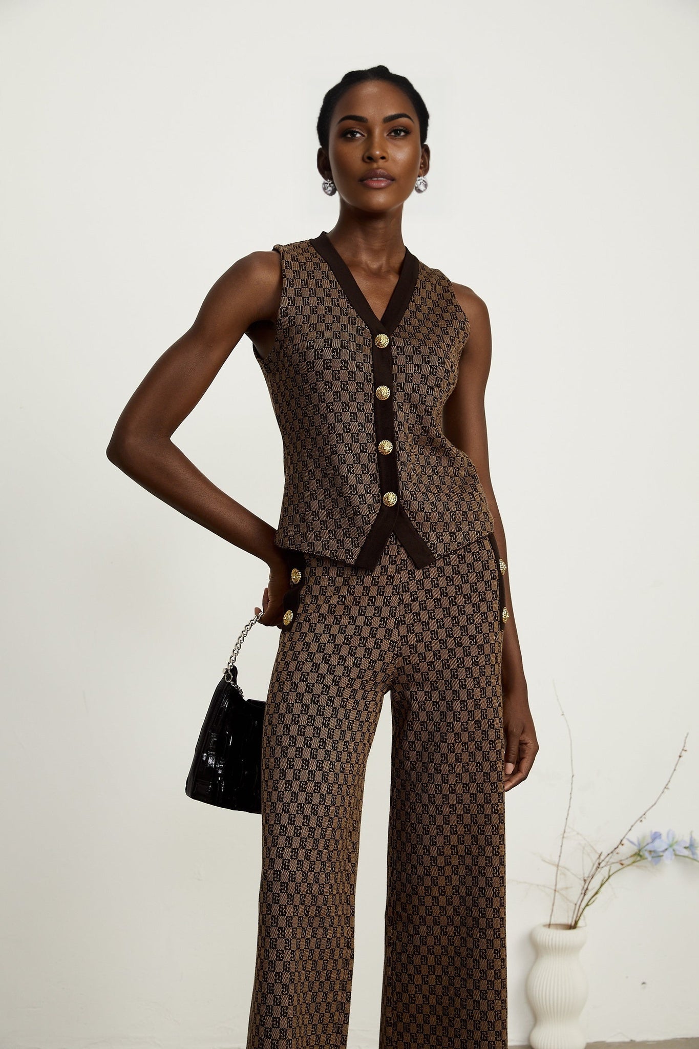 Cyrielle monogramjacquard top trousers matching set