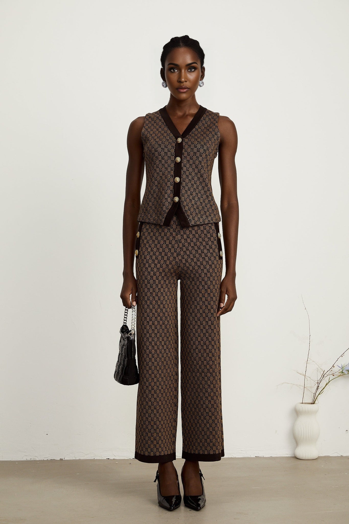 Cyrielle monogramjacquard top trousers matching set
