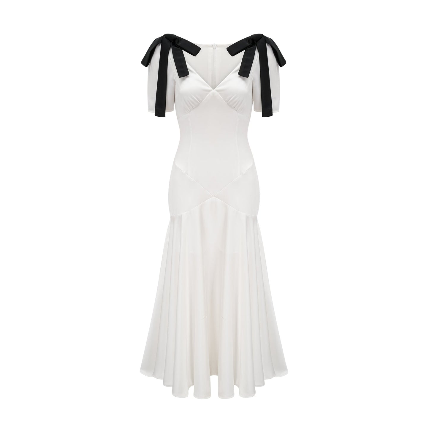 Cyrielle ribbondetail puffsleeve maxi dress