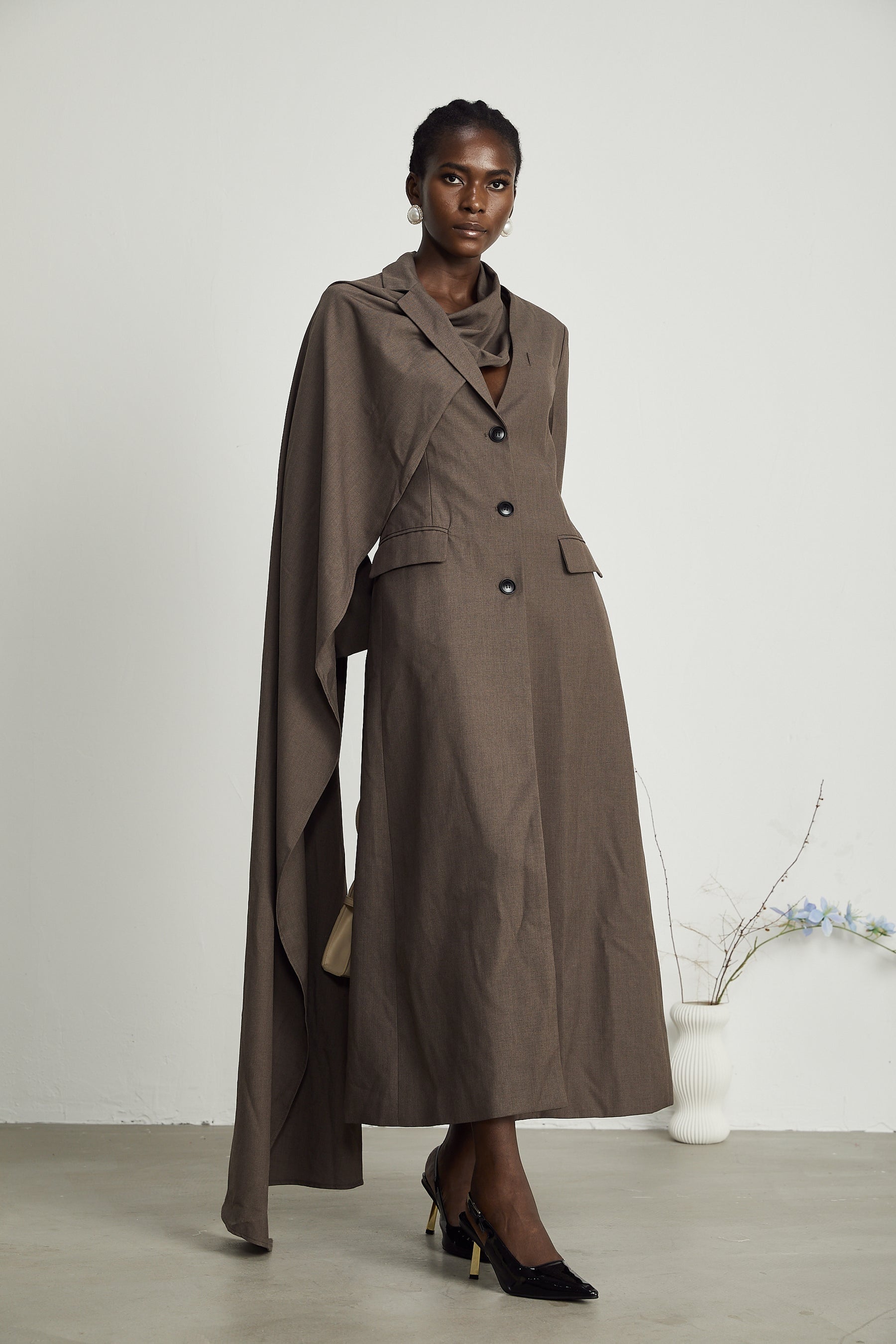 Cyrielle scarfneck trench coat
