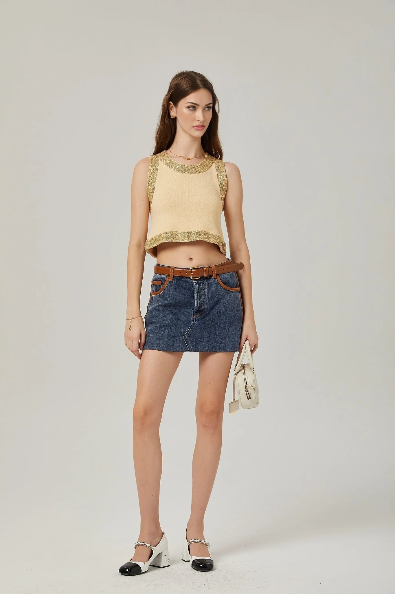 Cyrielle wool sequined embellished vest top