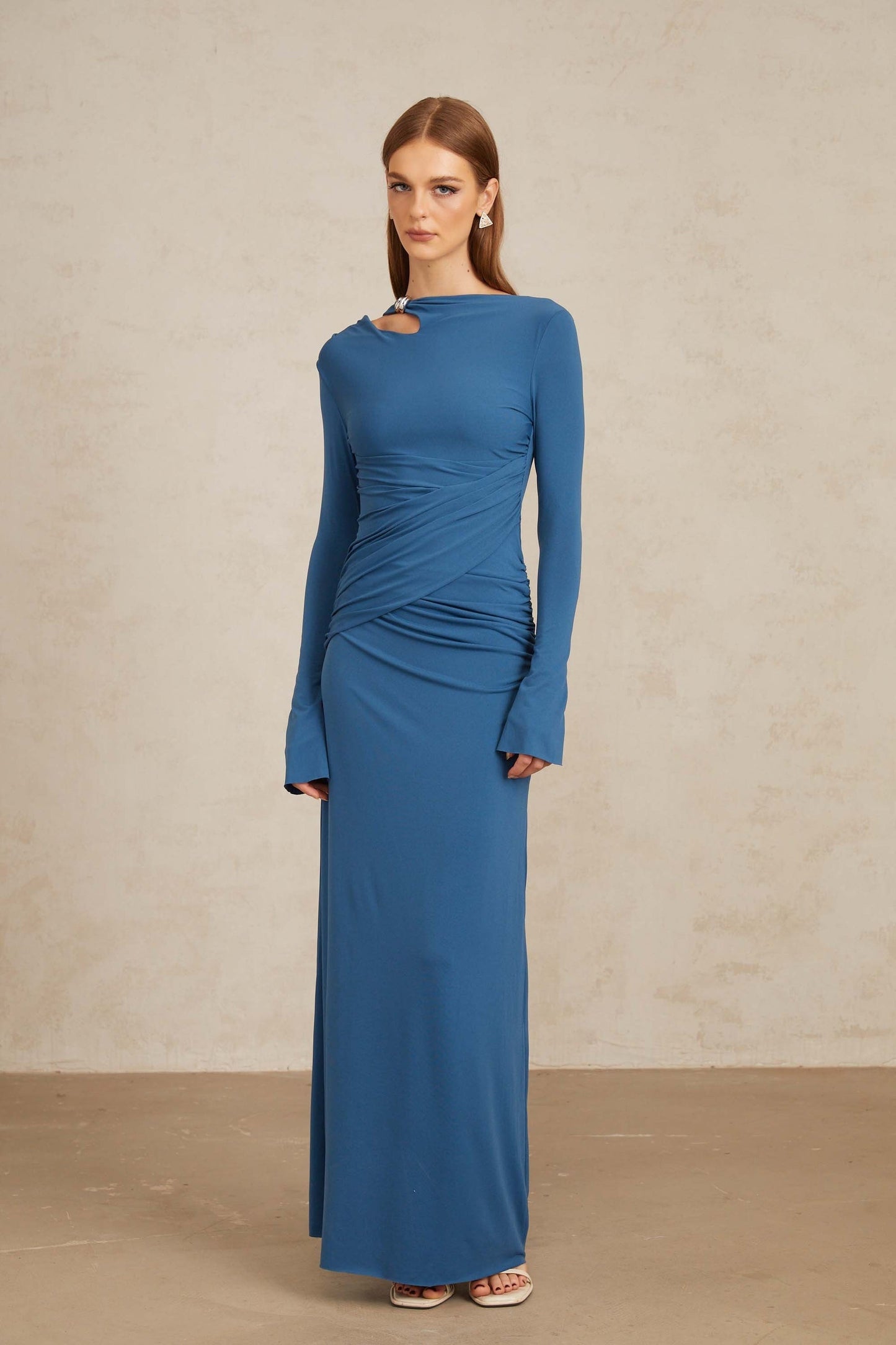 Daneysha Royal Blue Ruched Maxi Gown