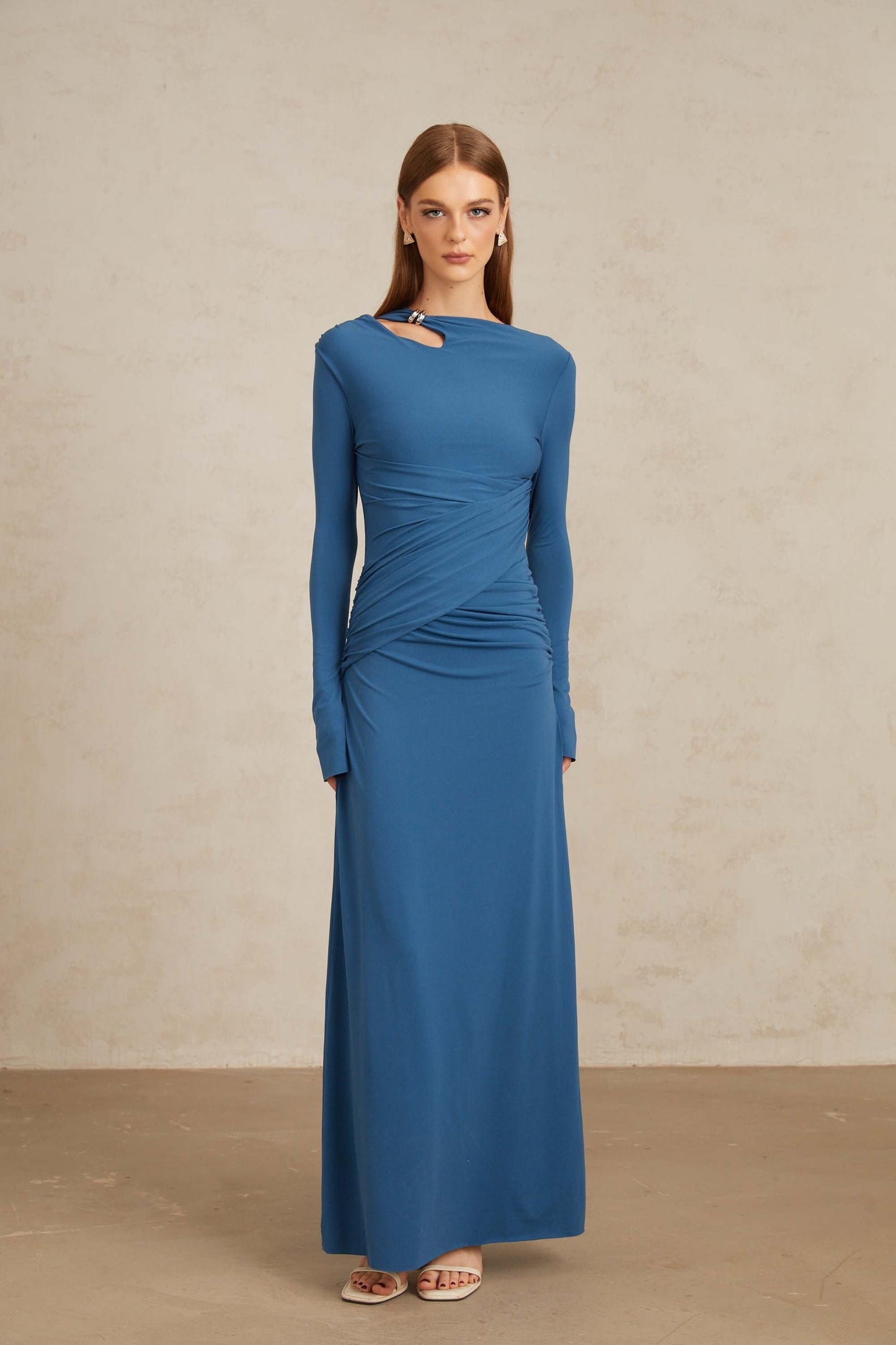 Daneysha Royal Blue Ruched Maxi Gown