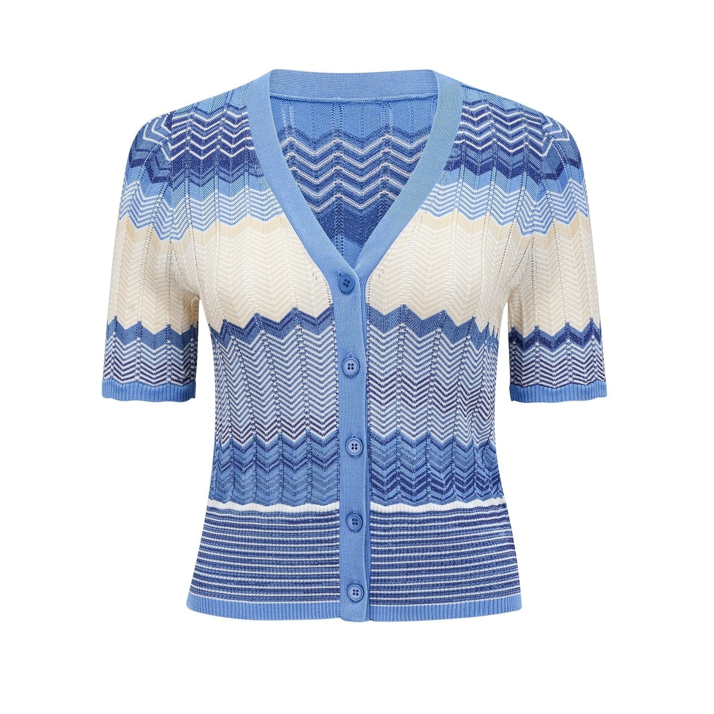 Daniela blue zigzagdesign knit top skirt matching set