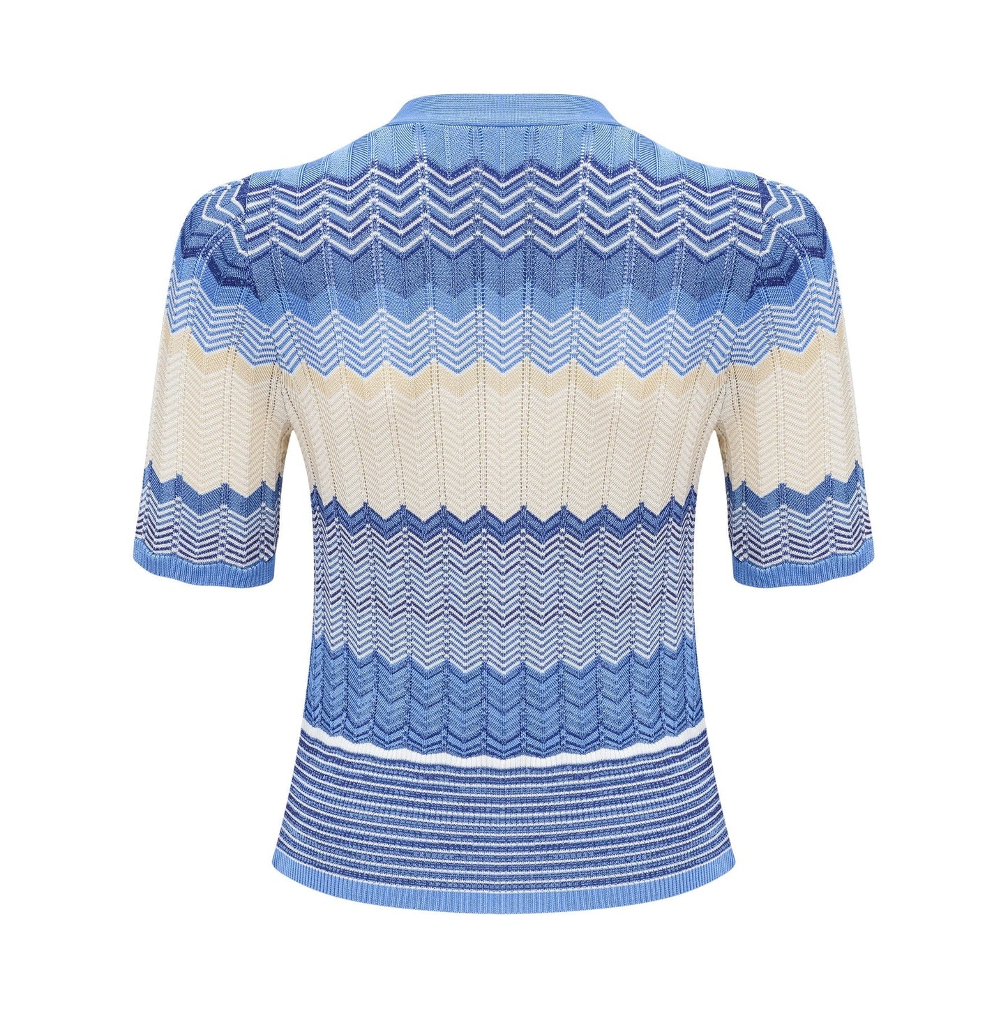 Daniela blue zigzagdesign knit top skirt matching set