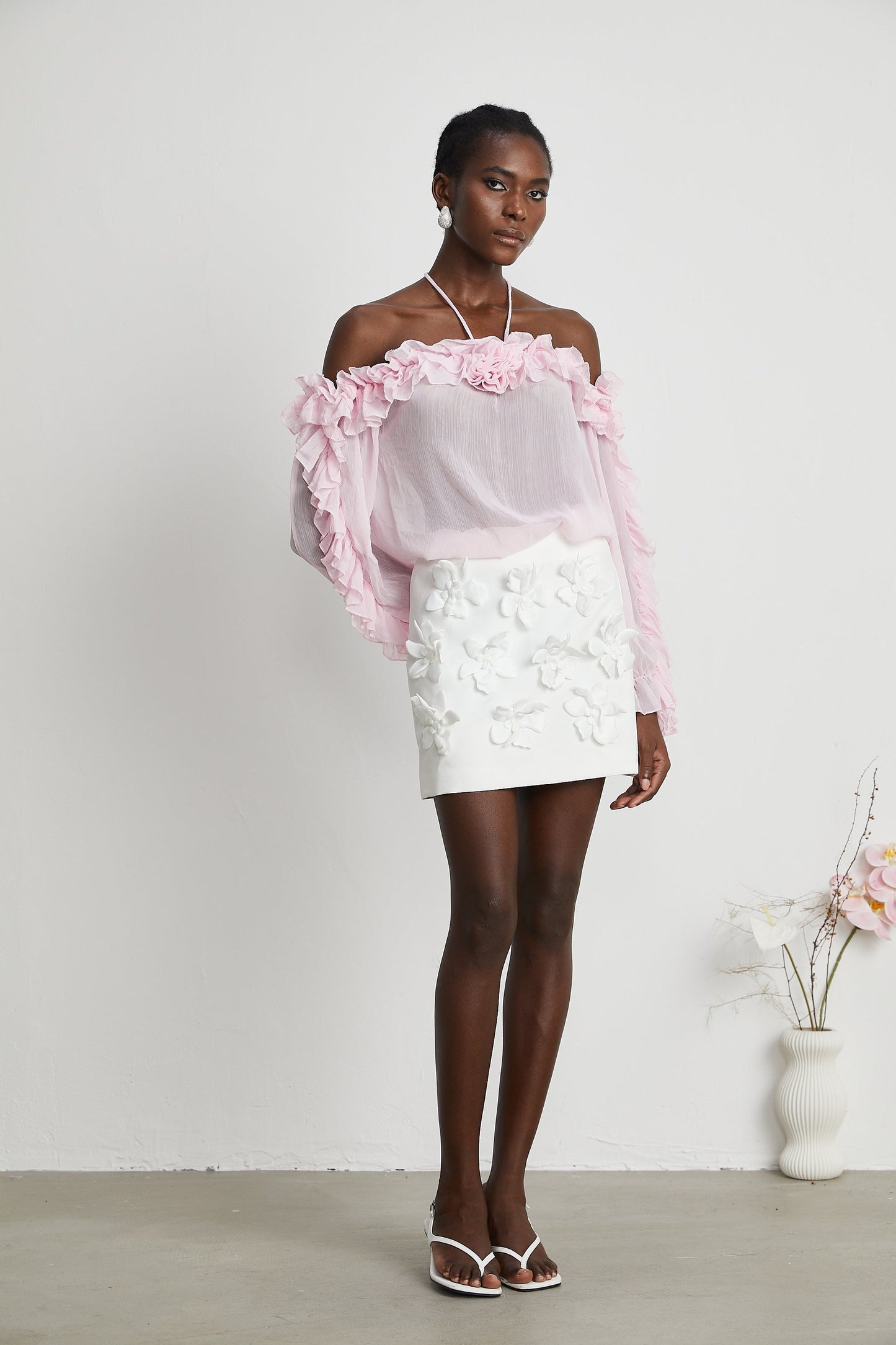 Darcy pink strapless semisheer top
