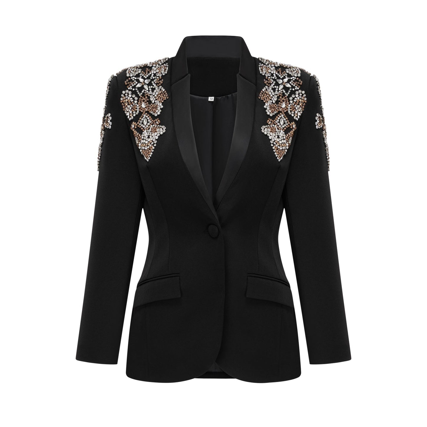 Delphine black embellished jacket  trousers matching set