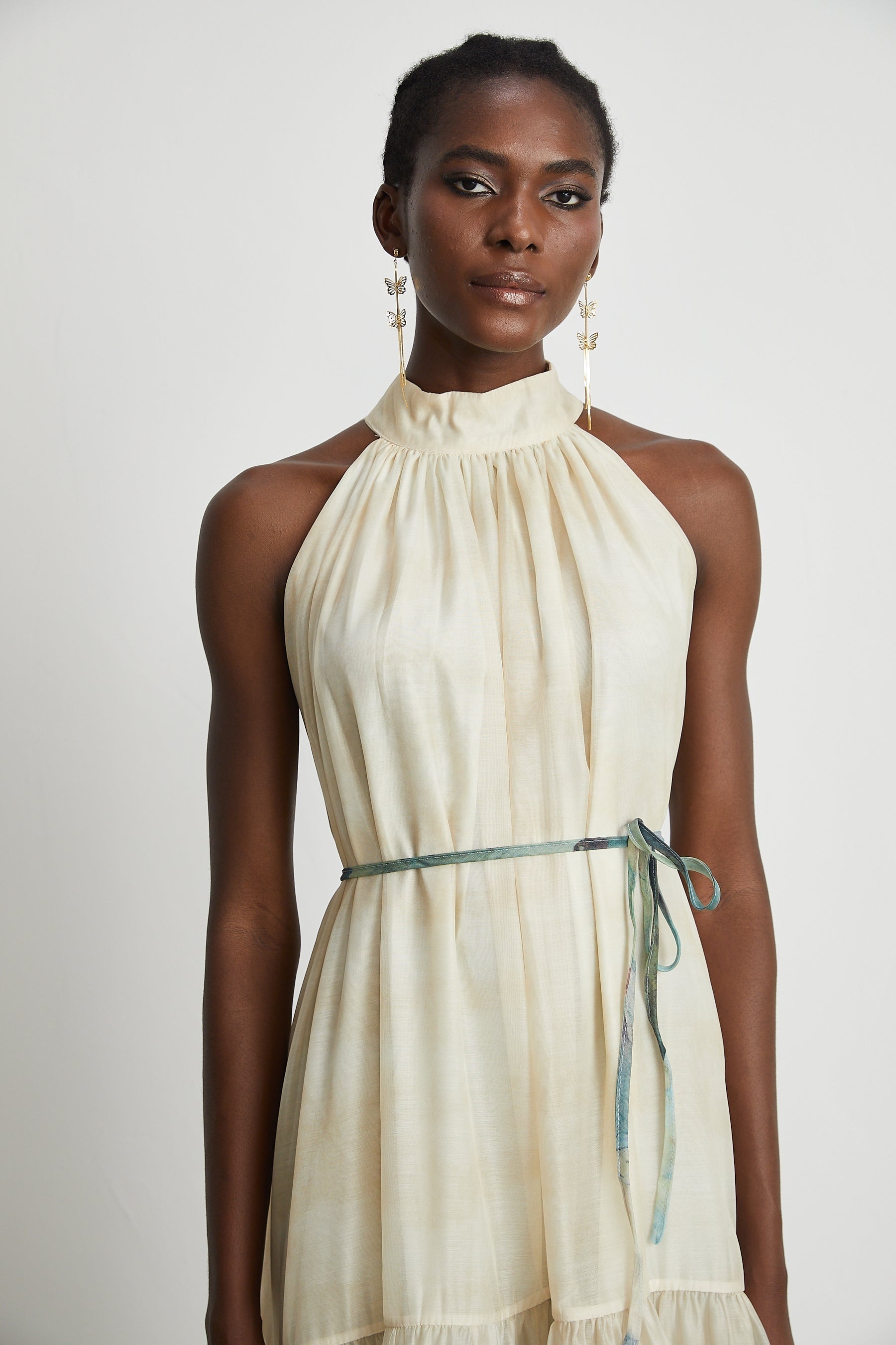 Delphine layered patternprint midi dress