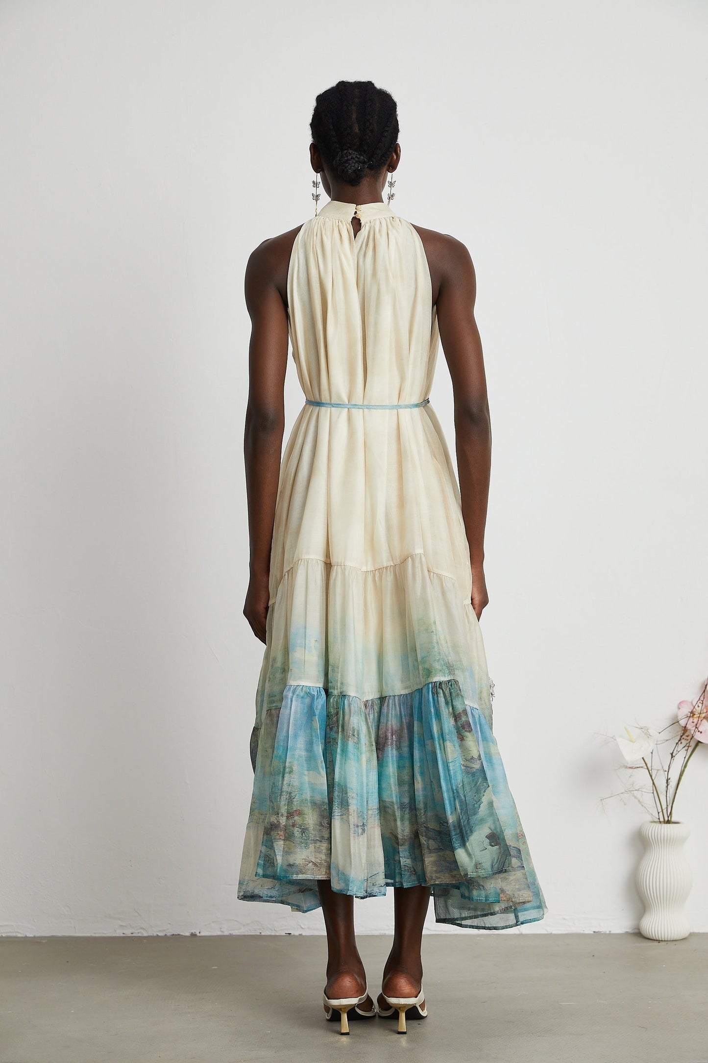 Delphine layered patternprint midi dress