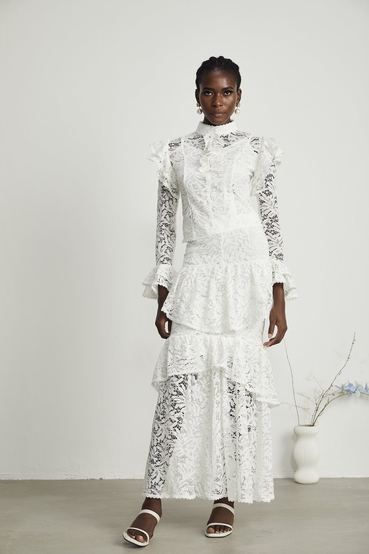 Delphine ruffled cutout top skirt matching set