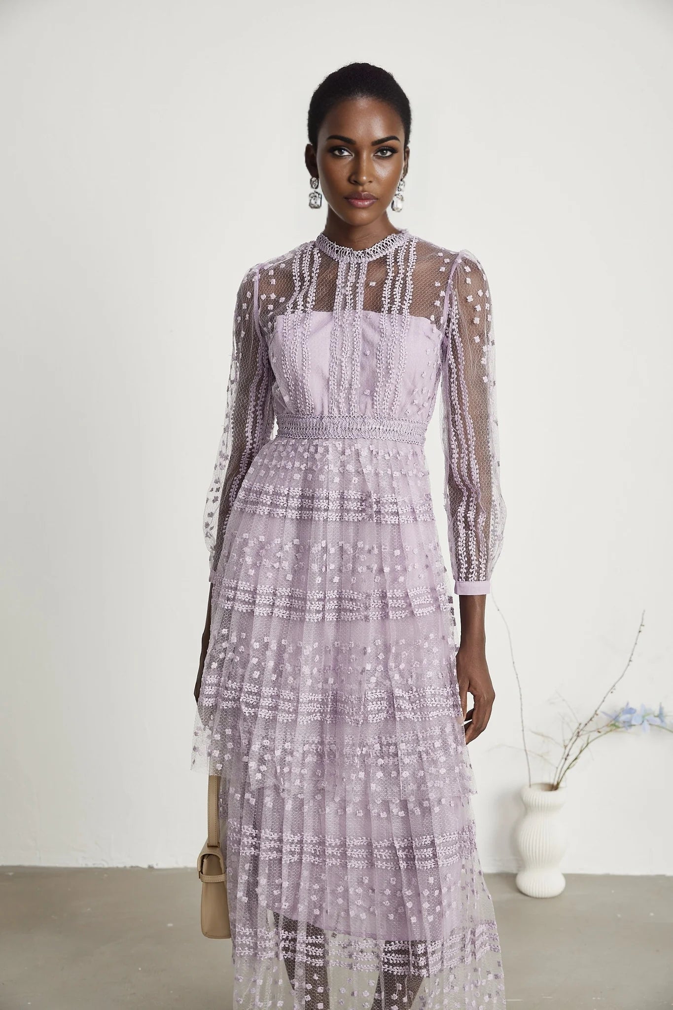 Delphine semisheer layered midi dress