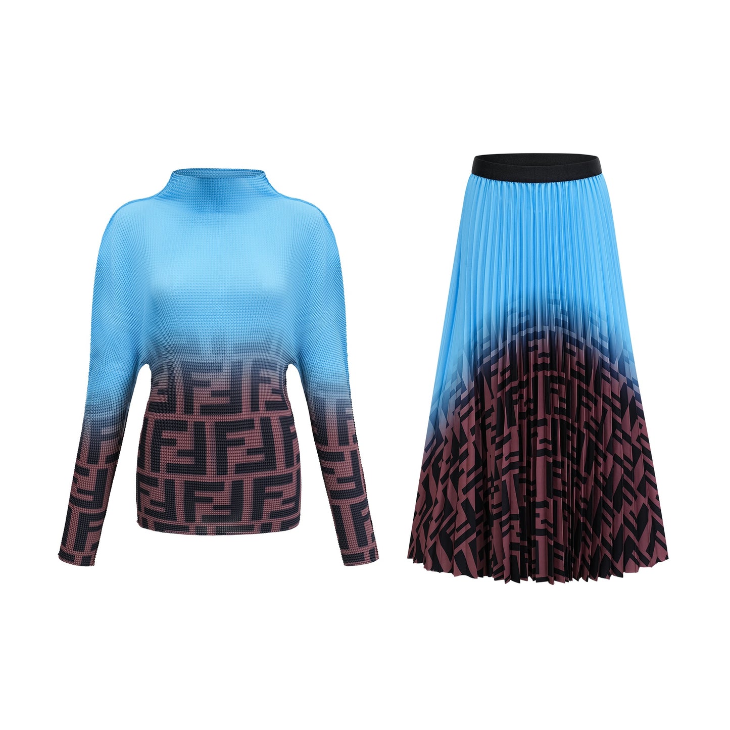 Désirée colorblock pleated top skirt matching set