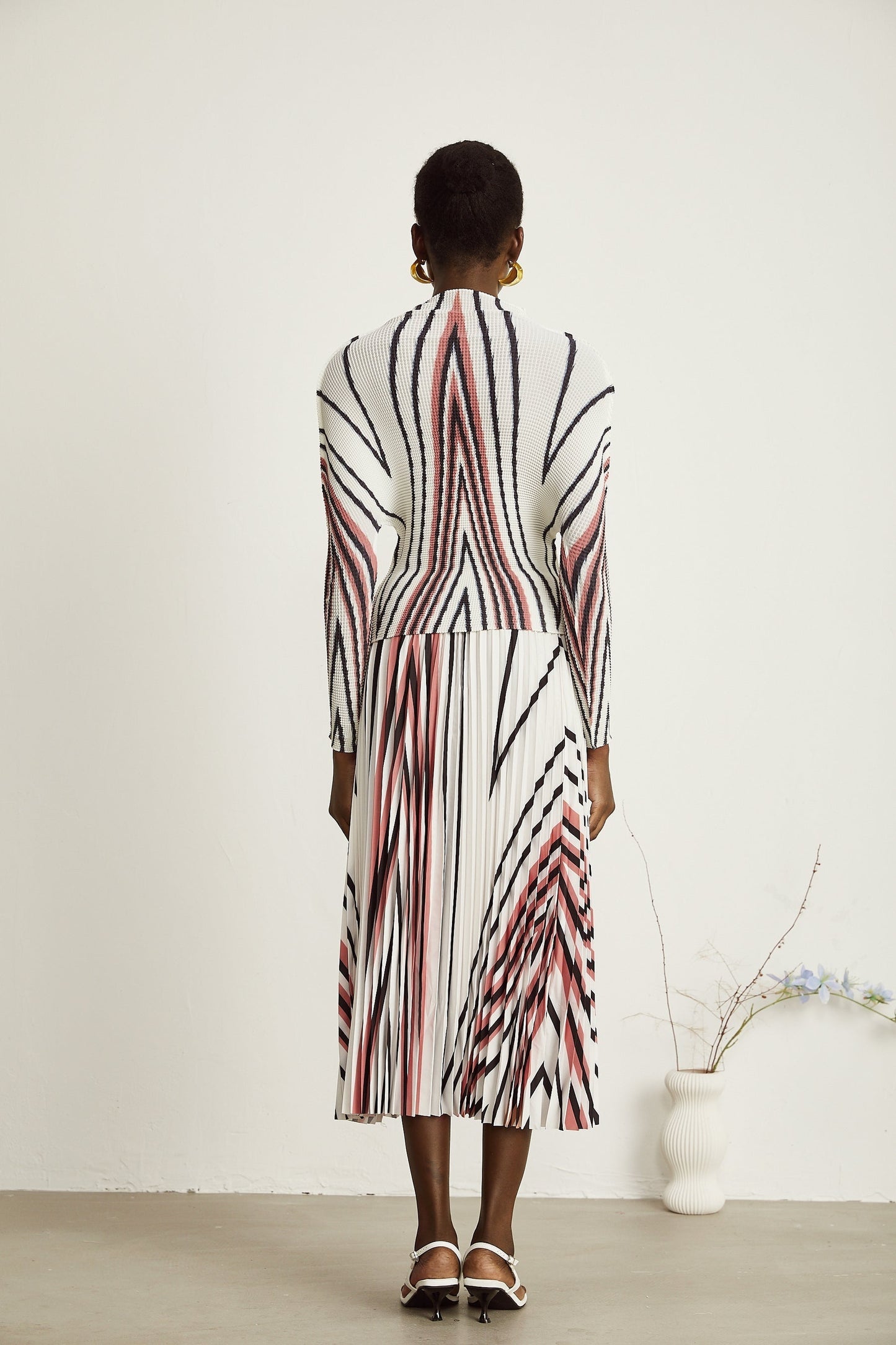 Désirée lineprint stretch top  skirt matching set