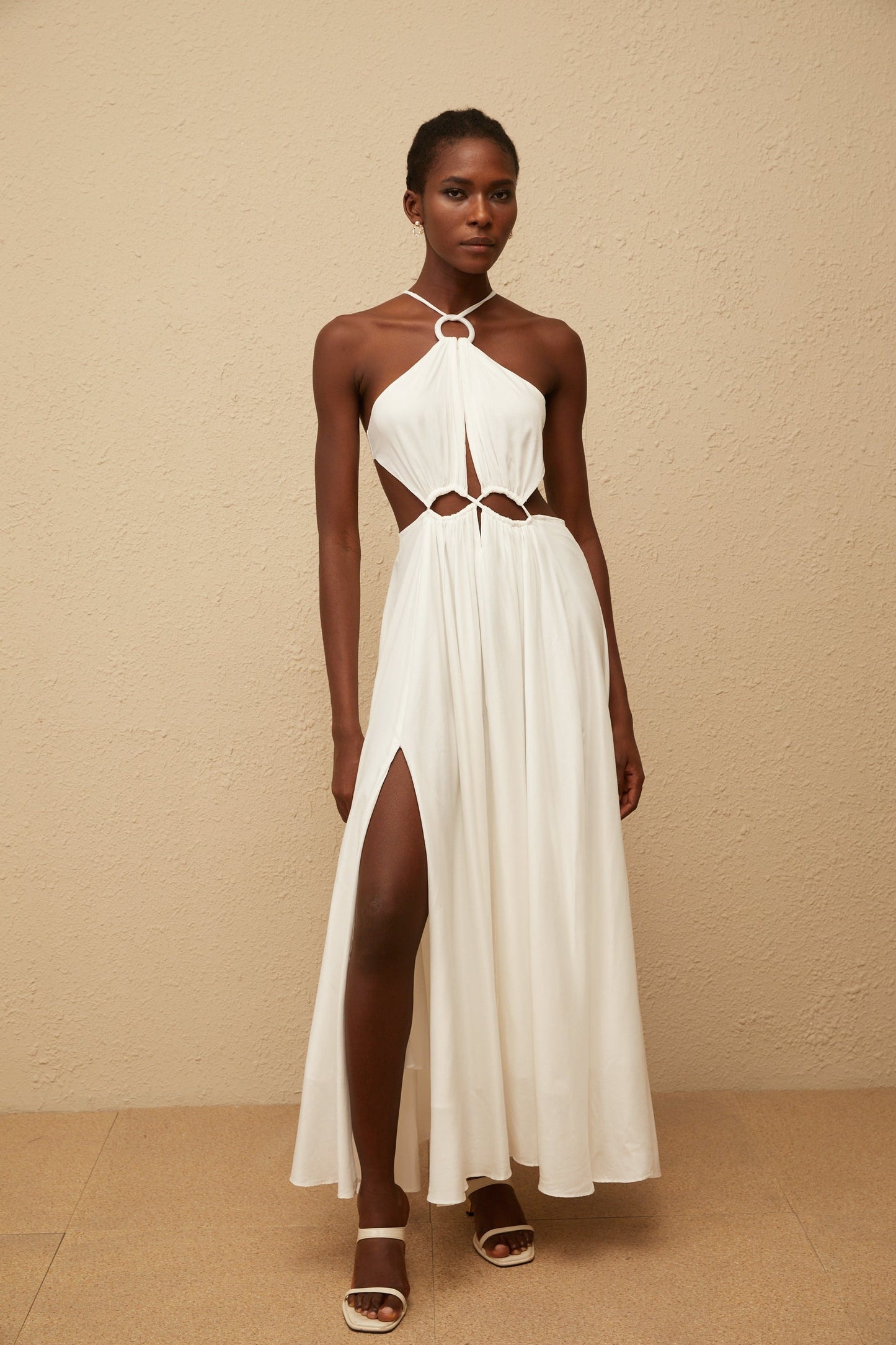 Despoina White Bohemian Style Maxi Dress